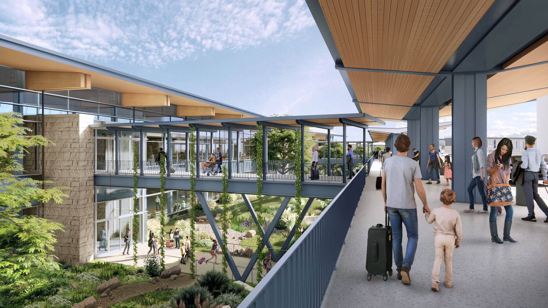 greenery and vegetation around the airport exterior