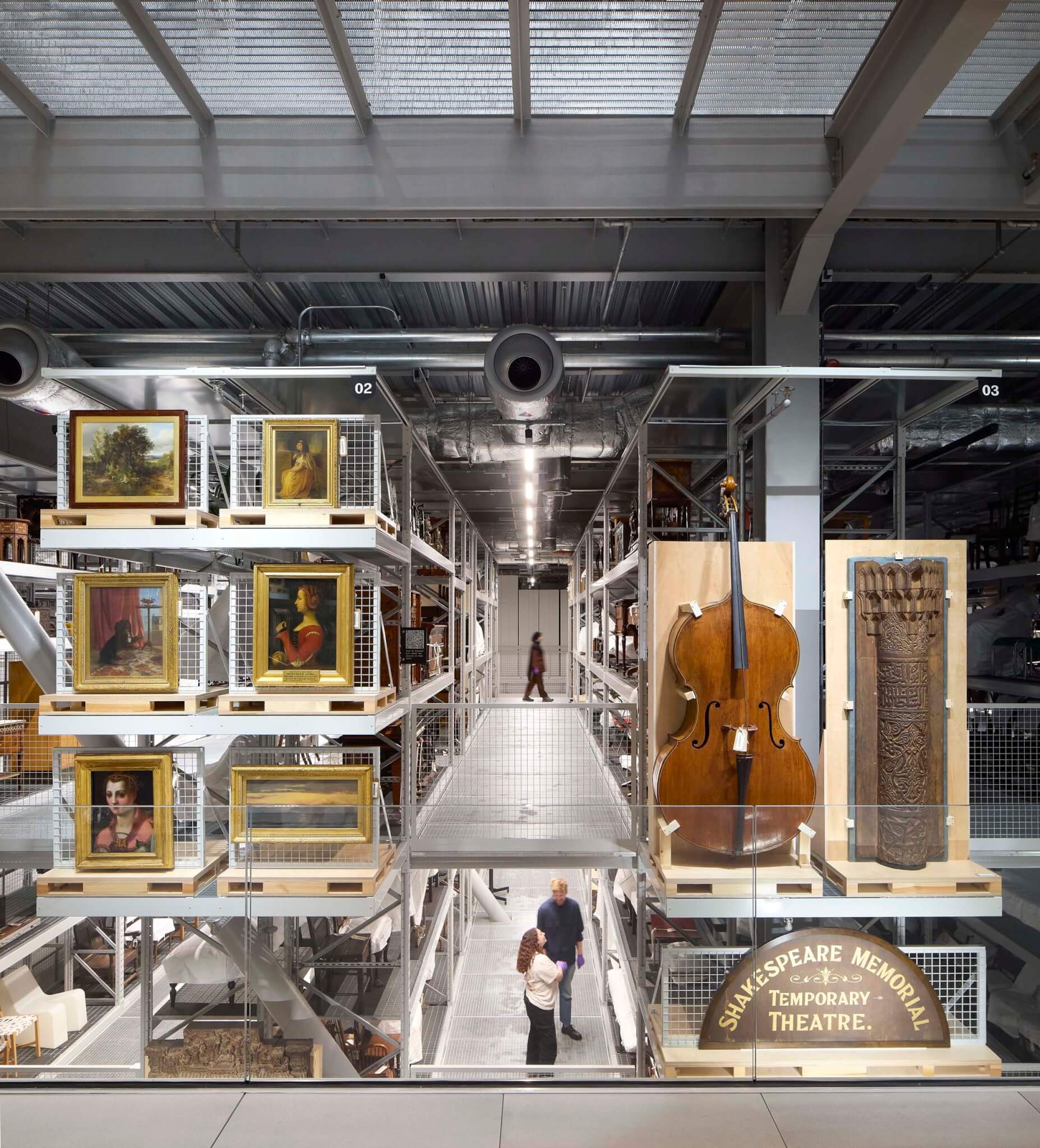 objects on view on shelves
