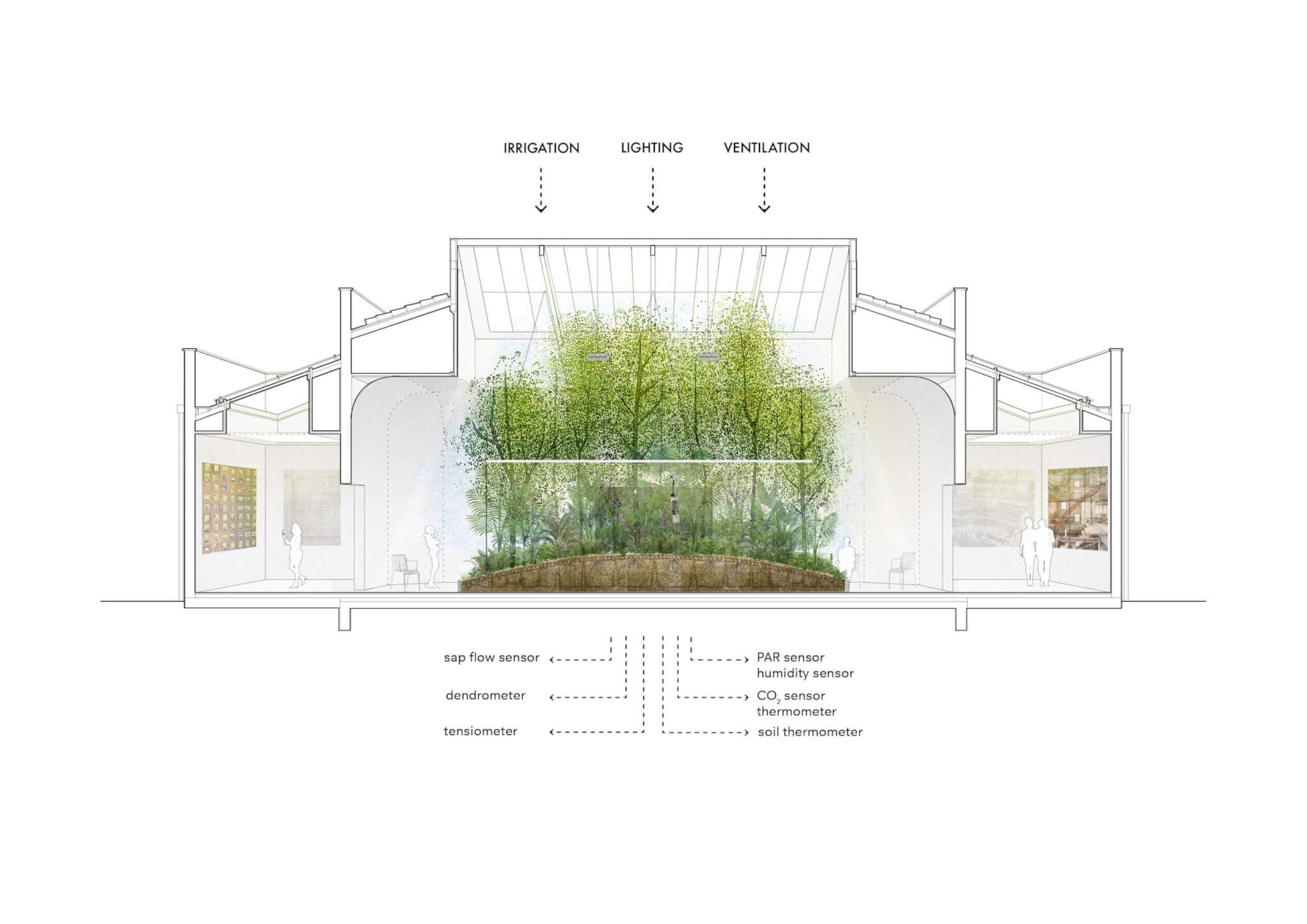 A section view of the Building Biospheres exhibition