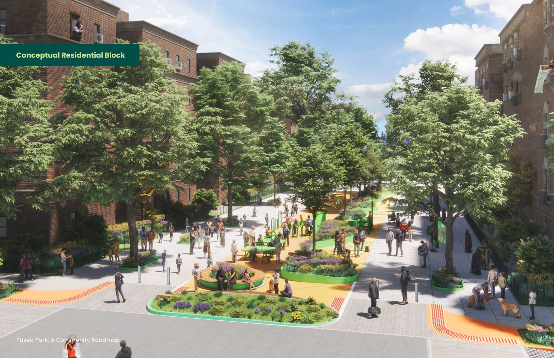 an aerial rendering of reprogrammed 34th avenue