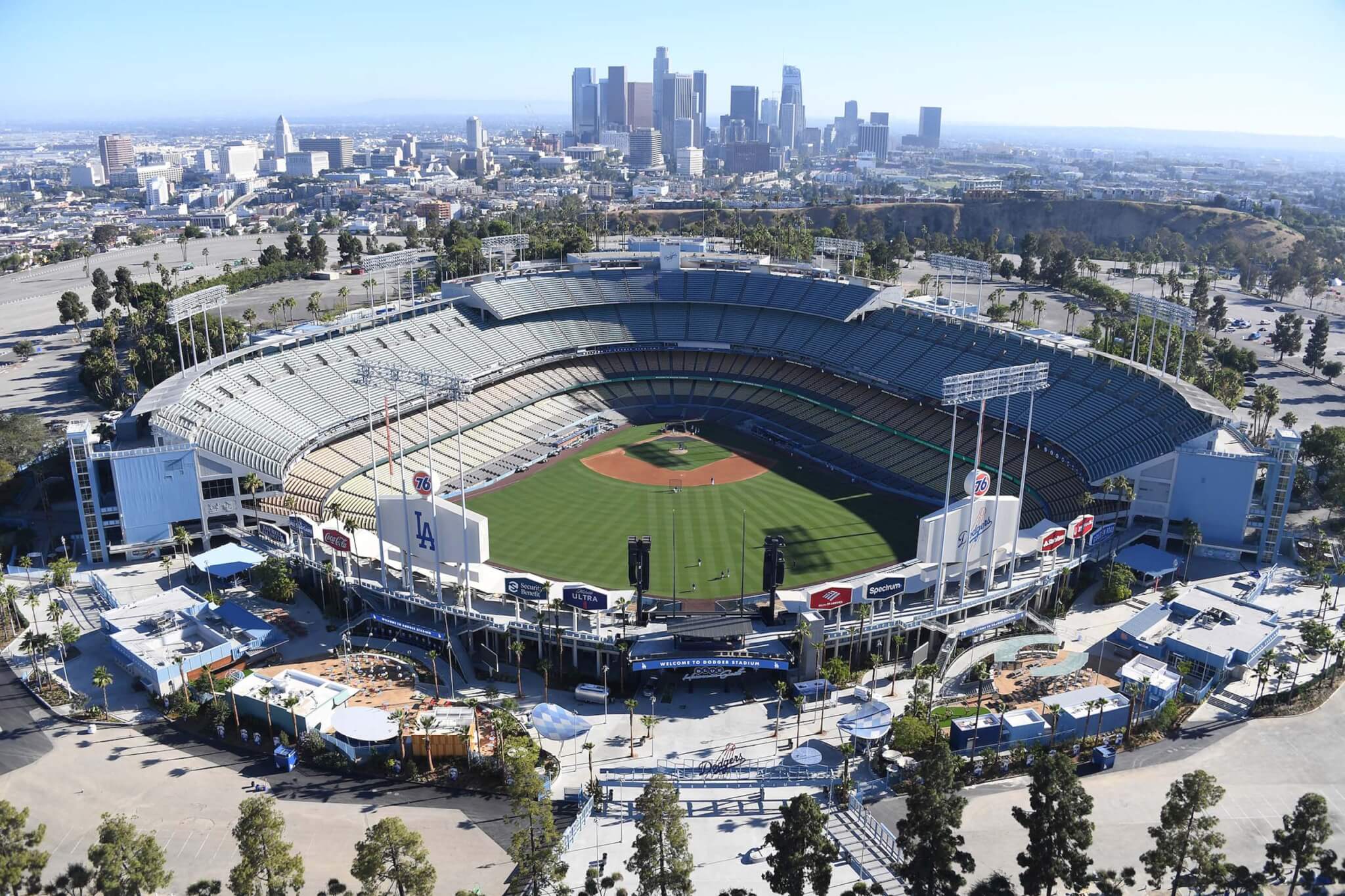 skyline in distance and stadium