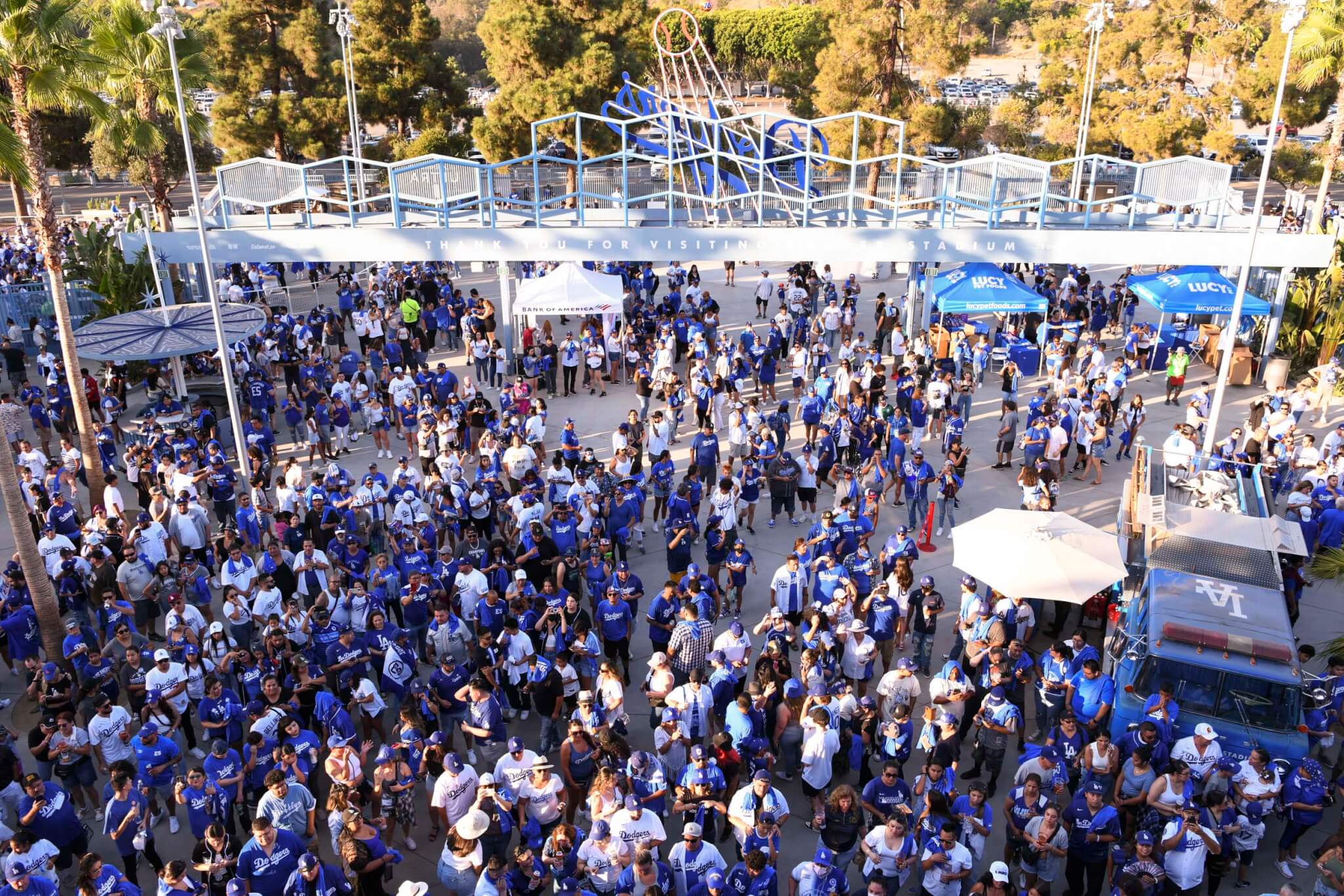 crowds gathered at dodgers stadium