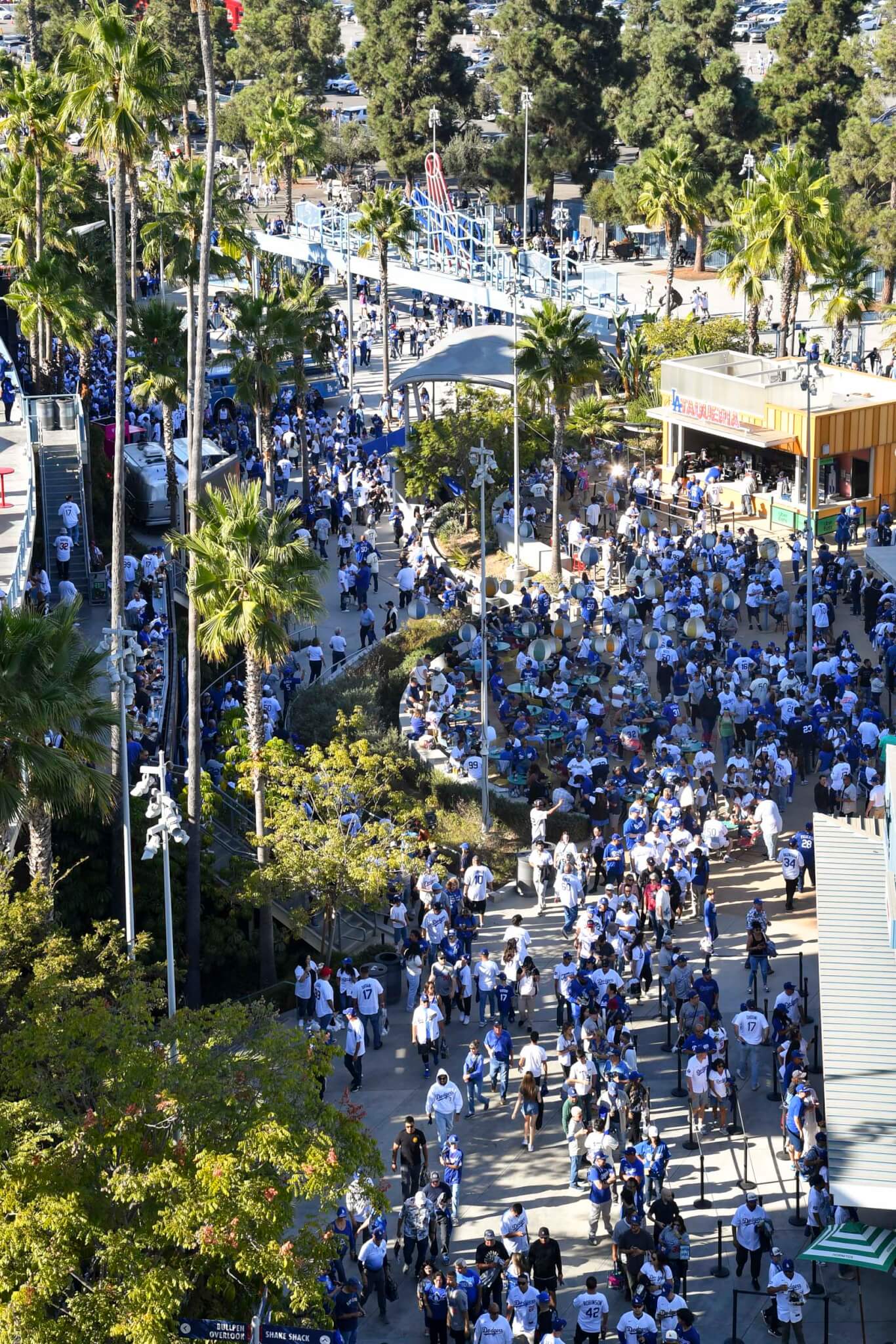 crowds gathered at dodgers stadium