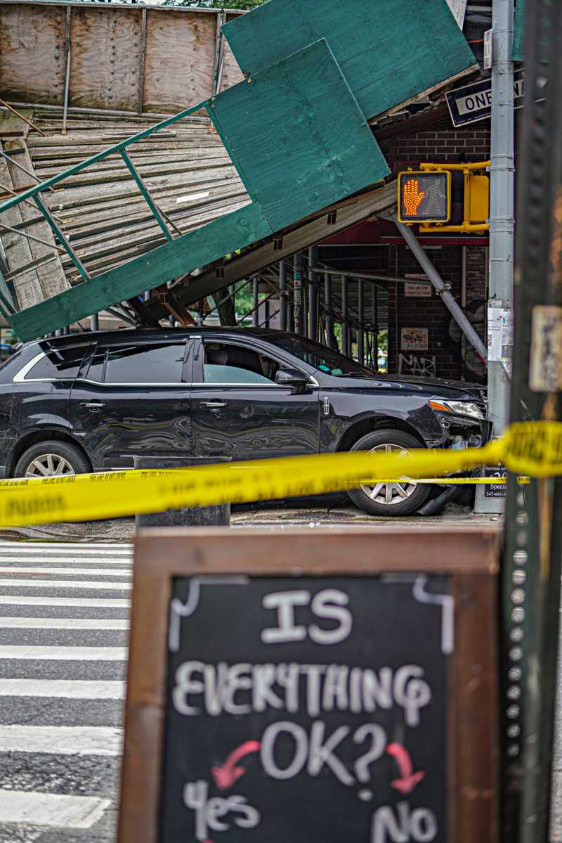 TLC driver crashes into and collapses Manhattan scaffold 2