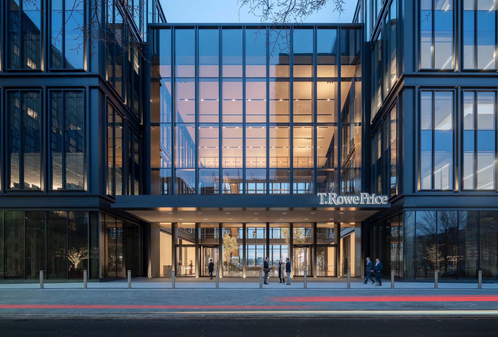 glazed lobby fronted by a public plaza