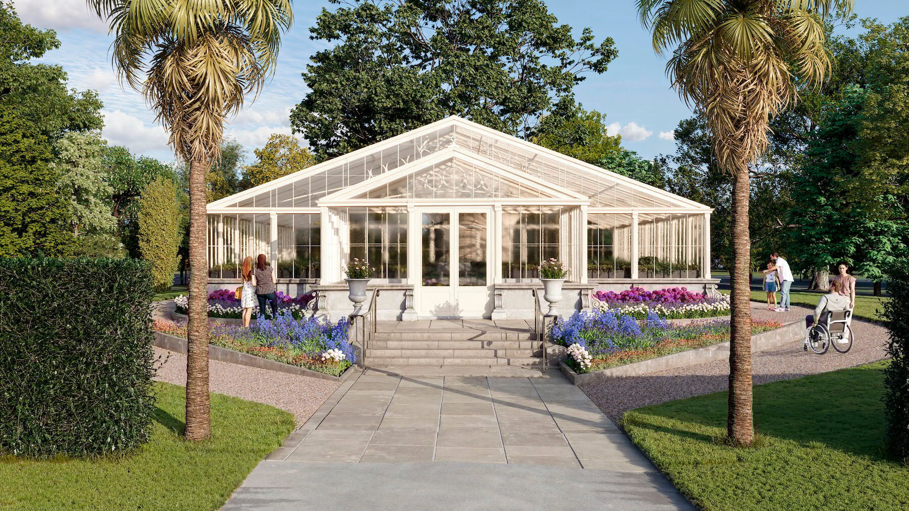 Exterior rendering of Waterlily House in Kew Gardens