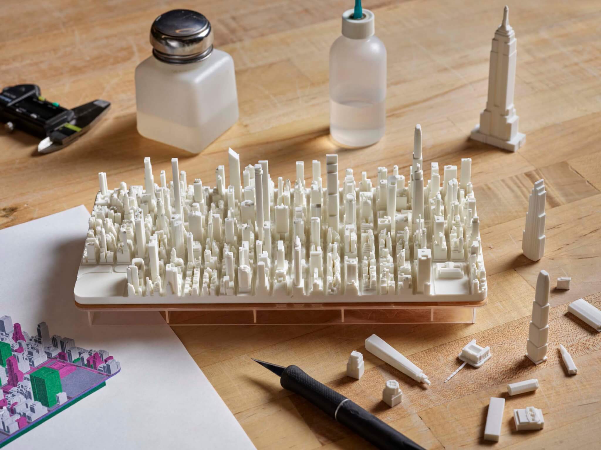 model on wood table