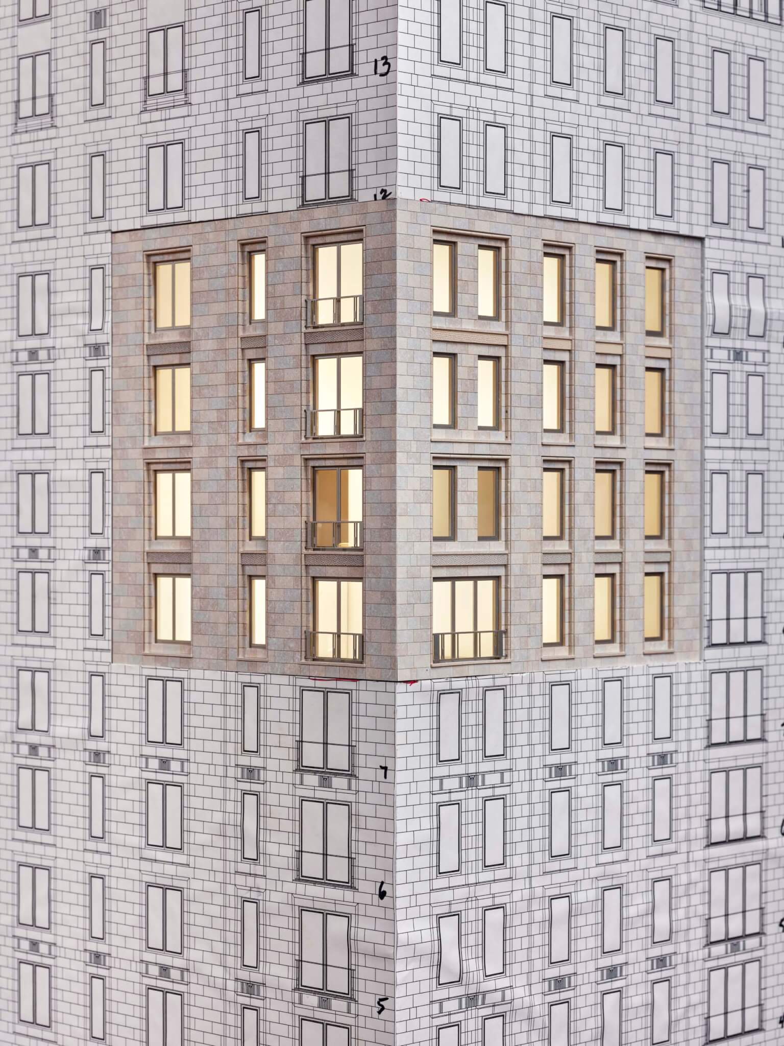 close-up of building model