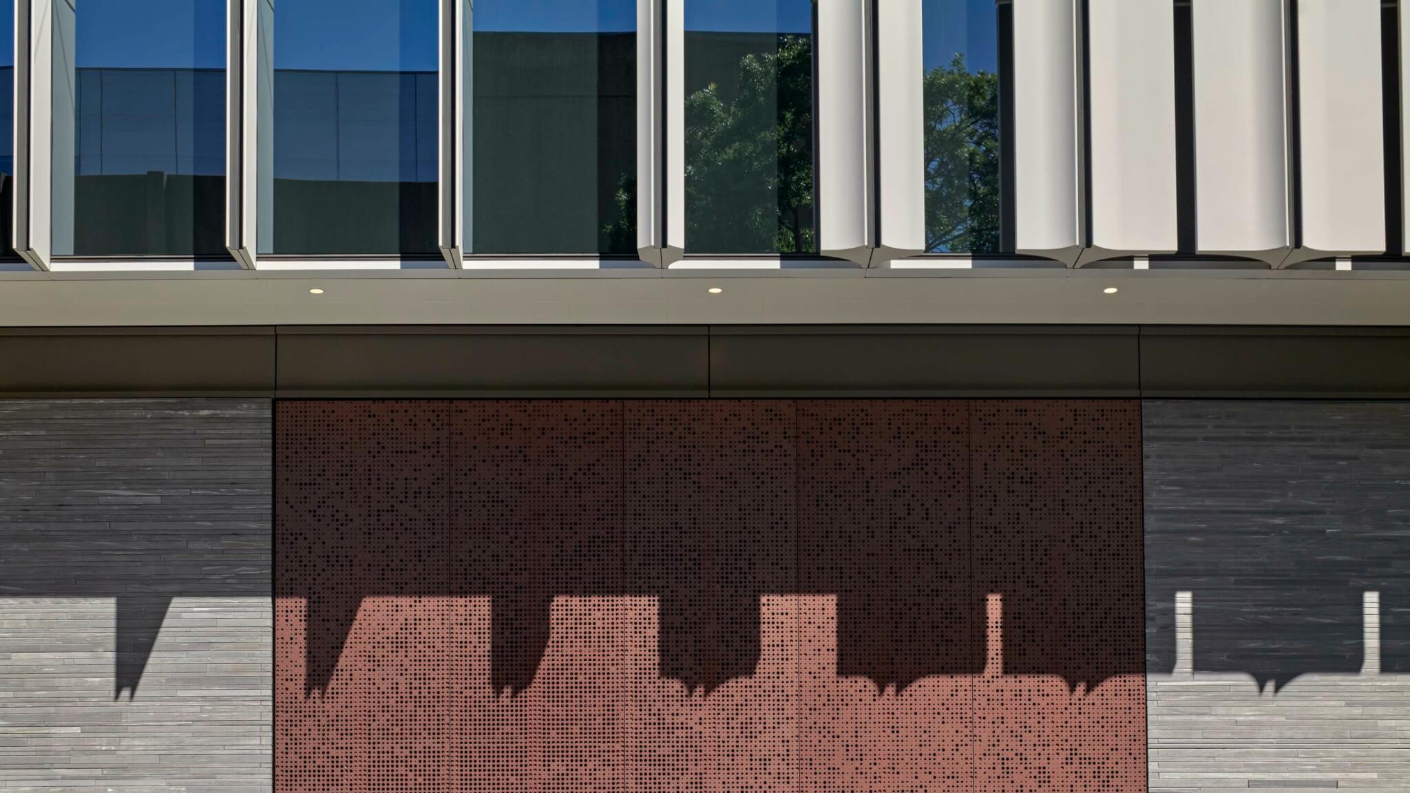 various sized aluminum fins on Ragon Institute building