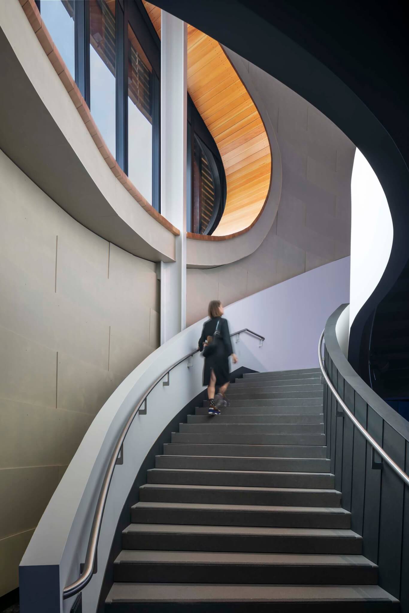 staircase and rounded window 