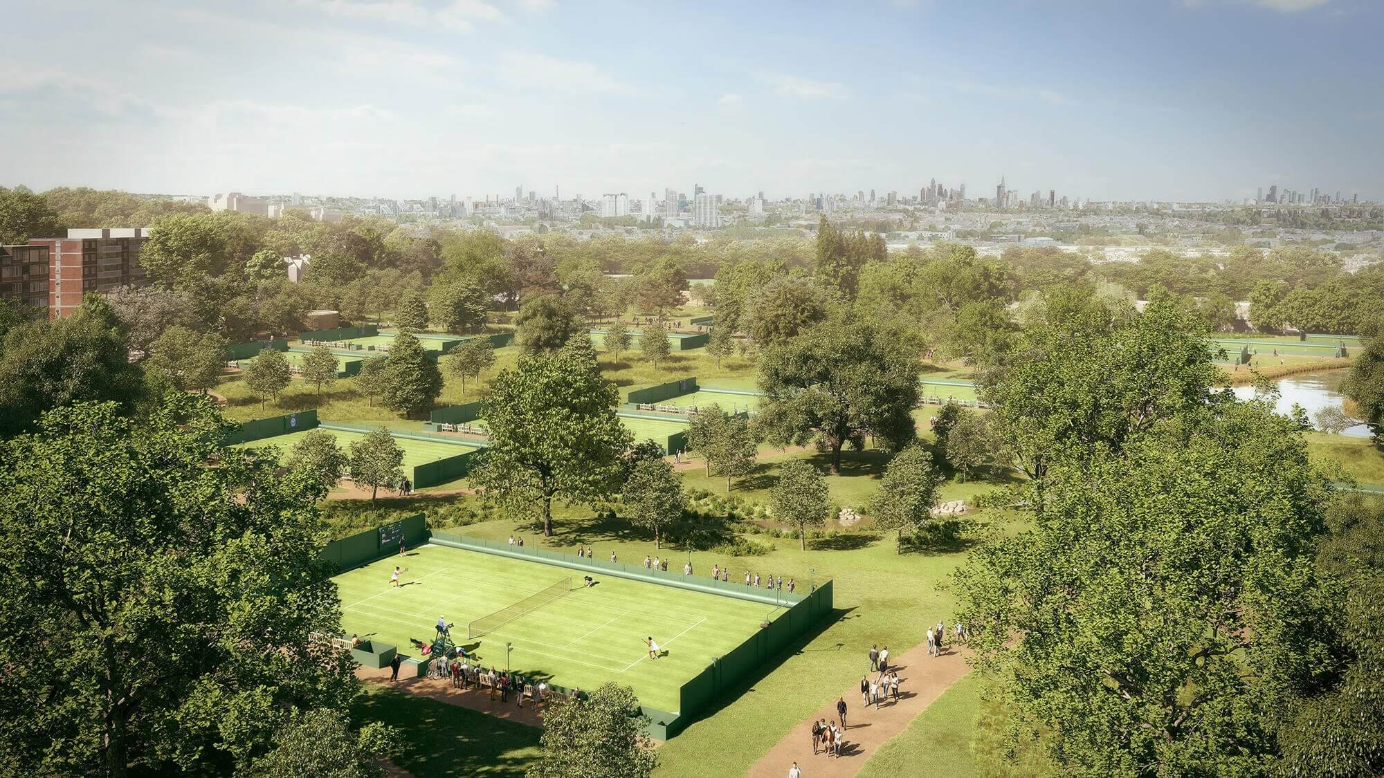 a view of a new tennis court planned on the Wimbledon grounds