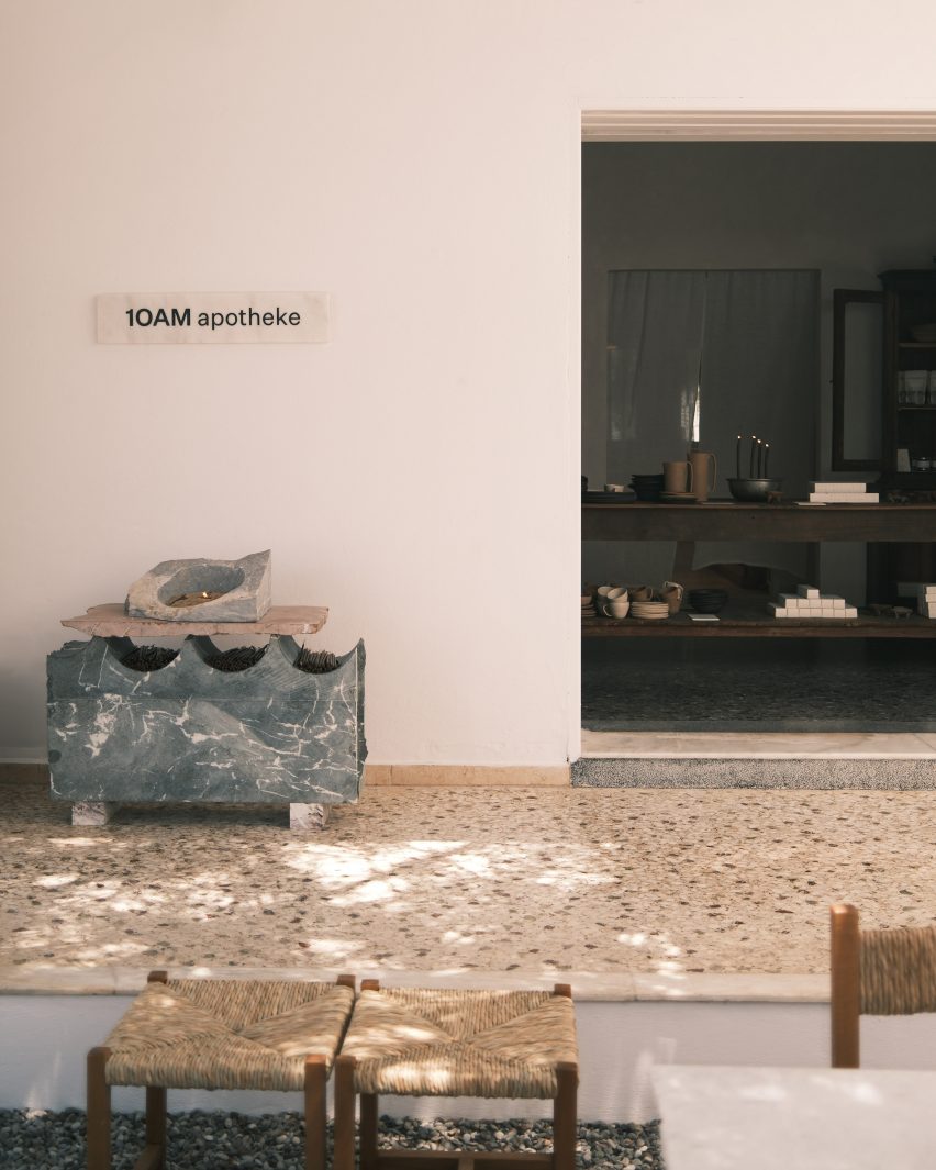 10AM Apotheke in Antiparos, Greece designed by Studio Andrew Trotter and Eva Papadaki