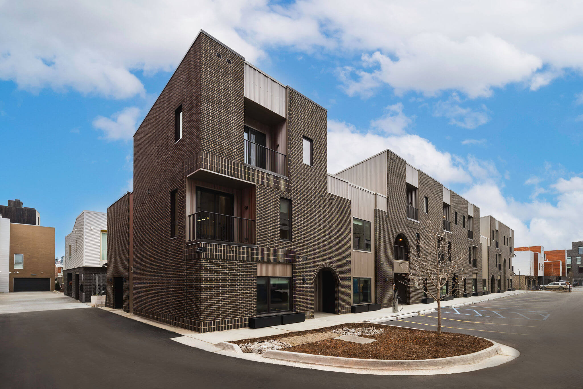 gray masonry buildings