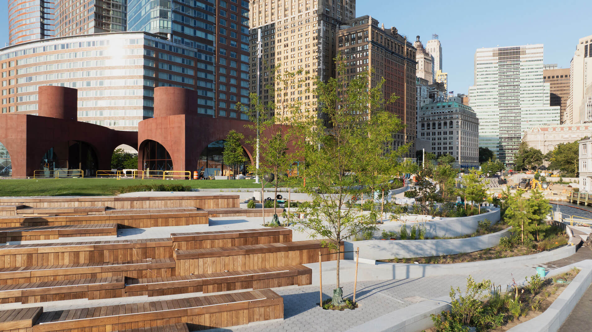 view of wagner park pavilion by thomas phifer and partners