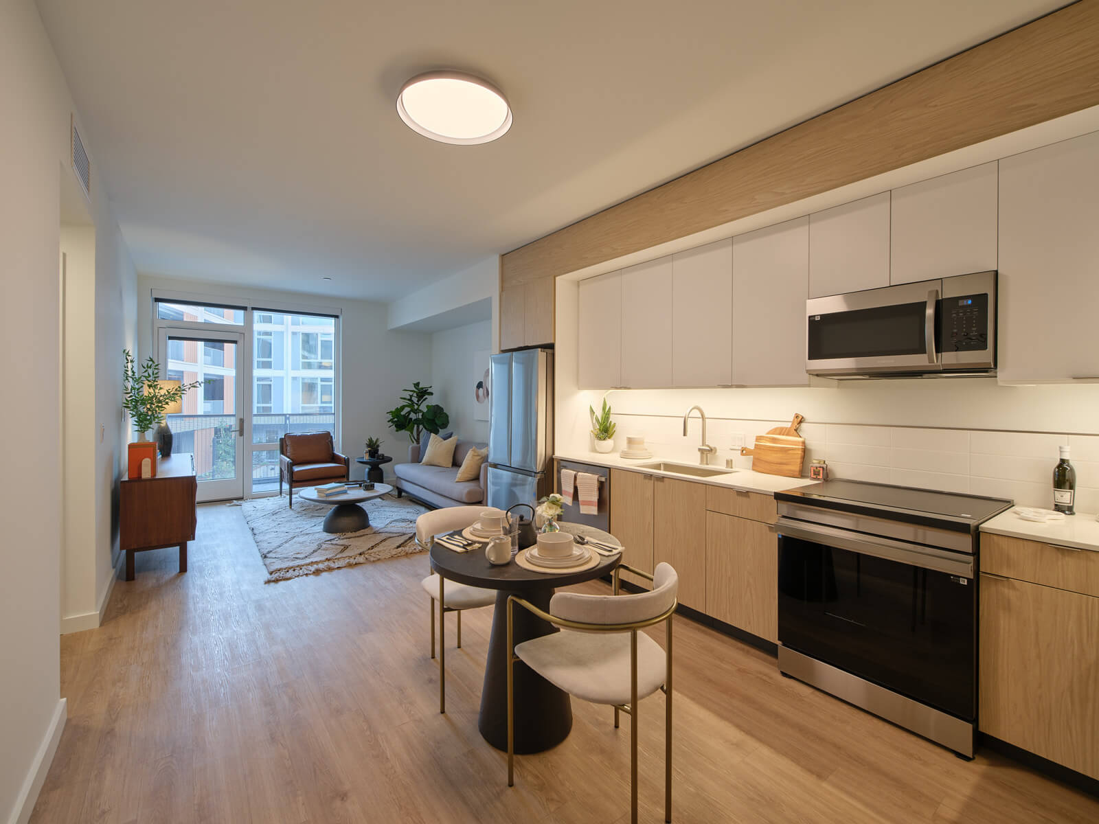a unit showing the kitchen design