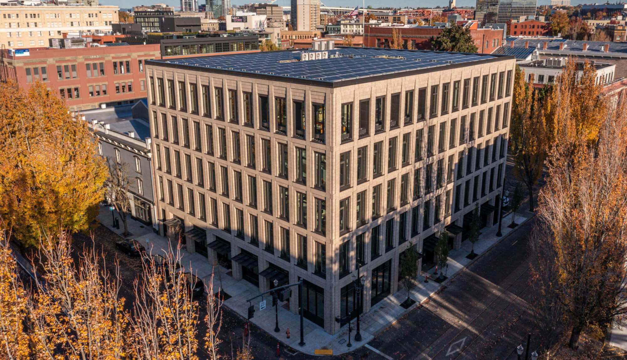 Mass timber, brick, architecture, solar panels