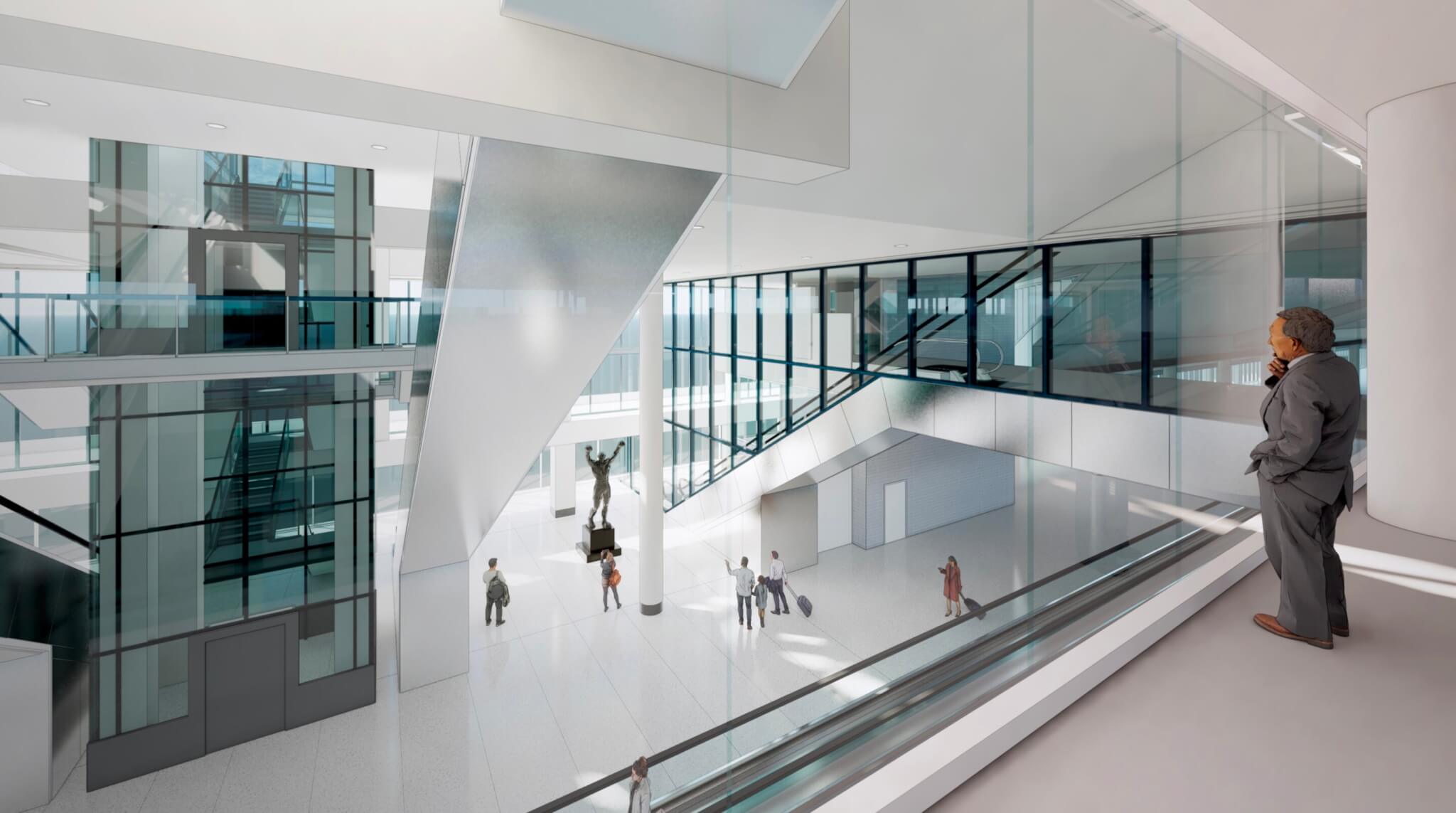 Rendering of the Rocky Statue in the Philadelphia Airport