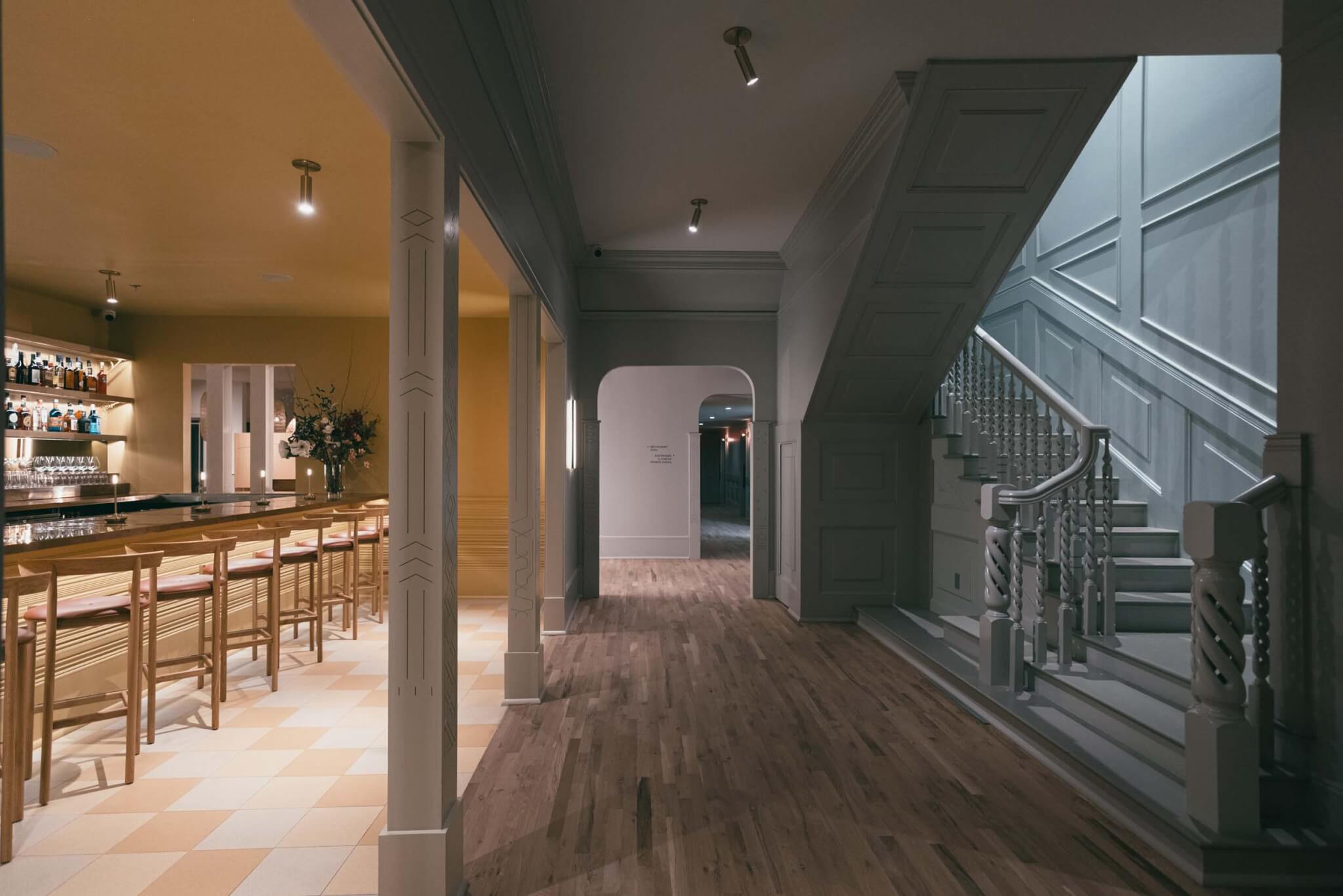 bar faces staircase
