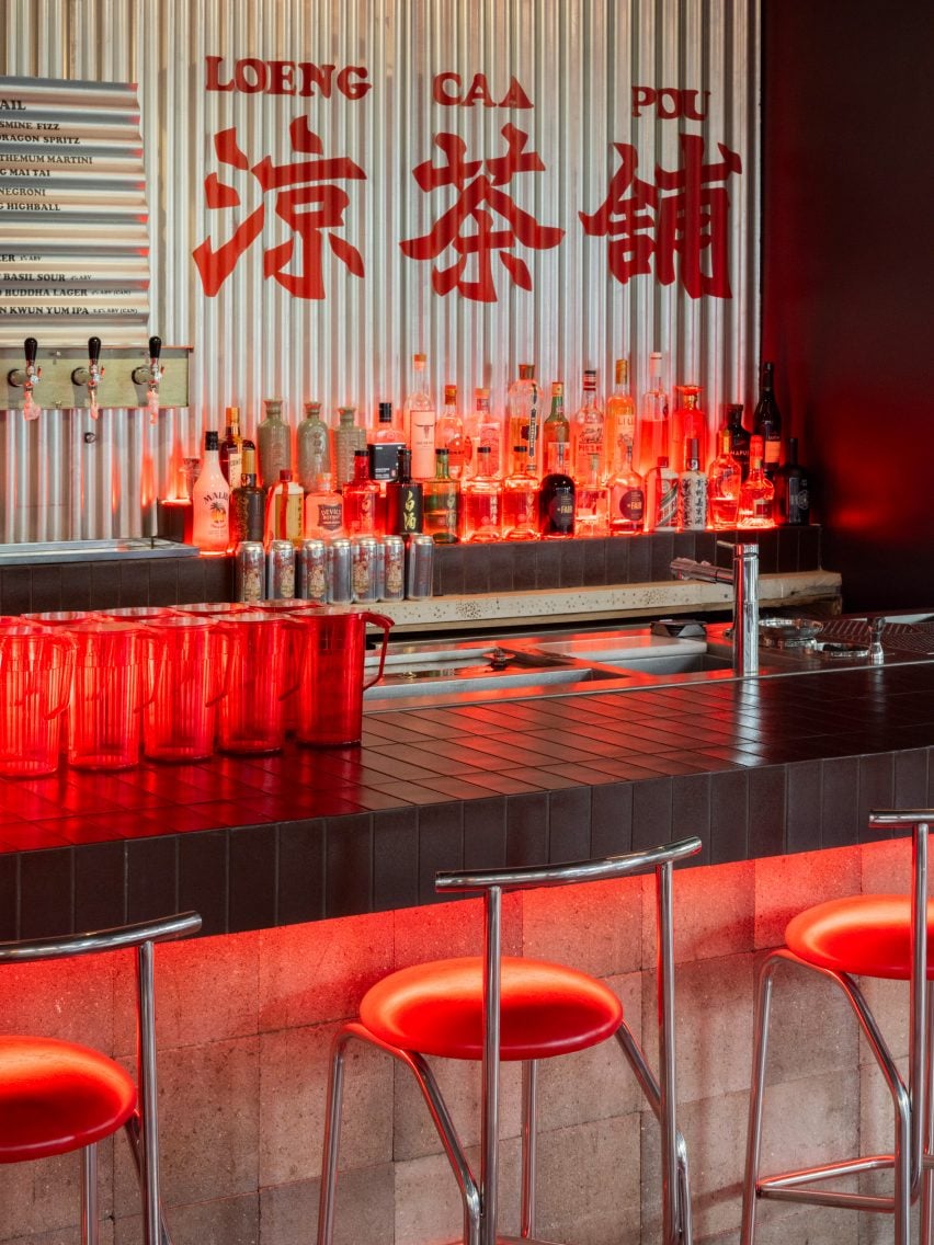 Detail of bar at London restaurant
