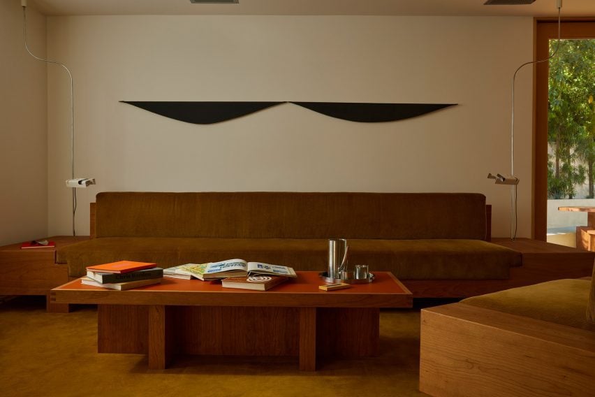 Lounge area with a custom sofa, armchair and coffee table