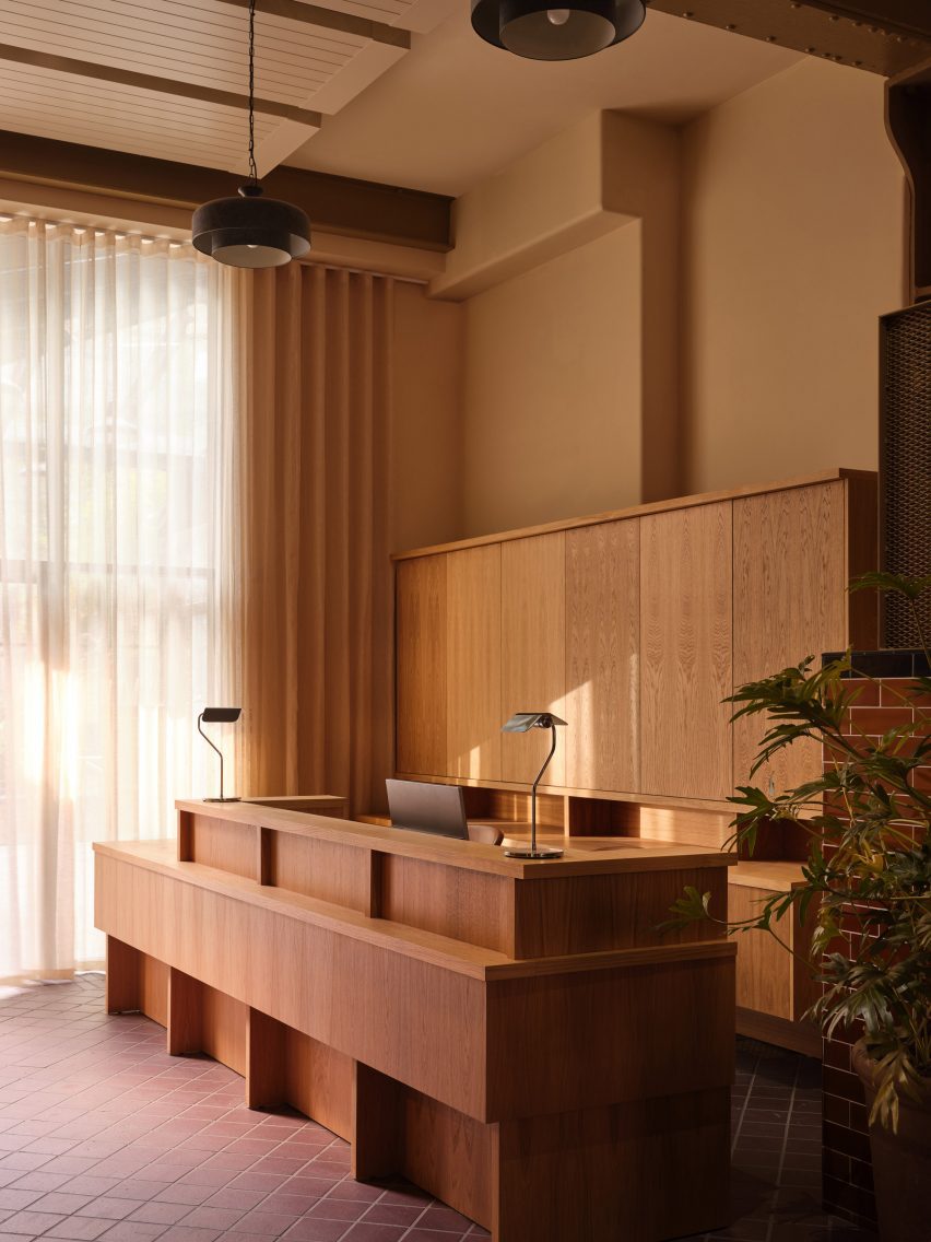 Reception desk made from wood