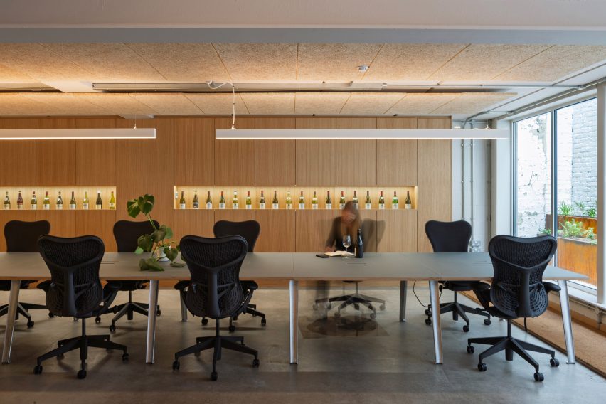 Cork-topped office tables