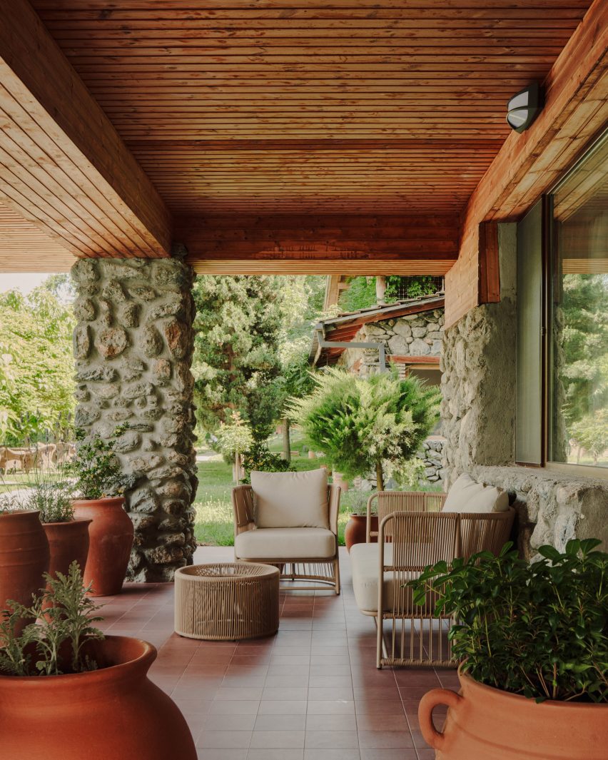 Terrace of guest room in Kakheti lakeside hotel