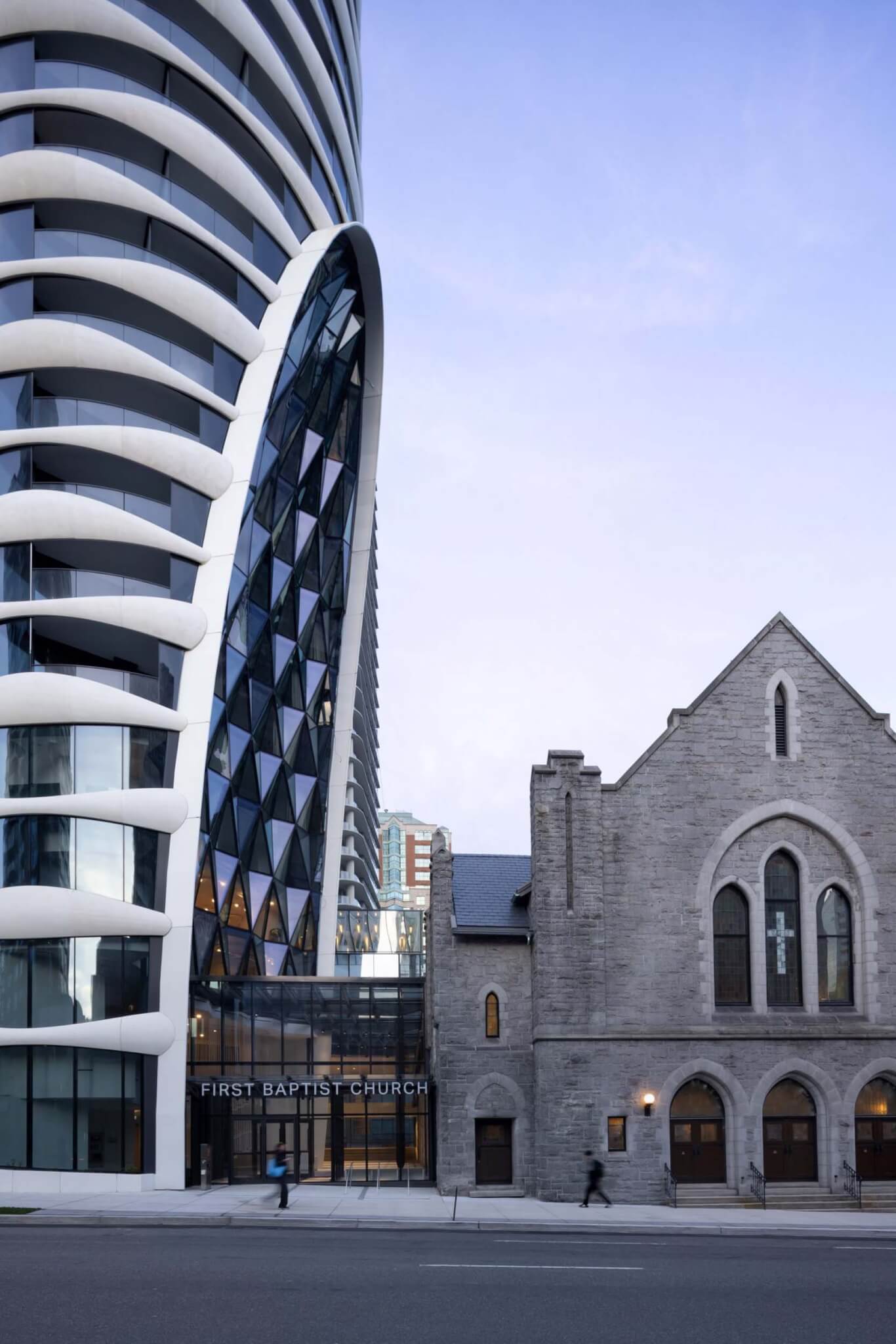 Parabolic Arch, Glass Entry, Historic Church, First Baptist Church next The Butterfly by Revery