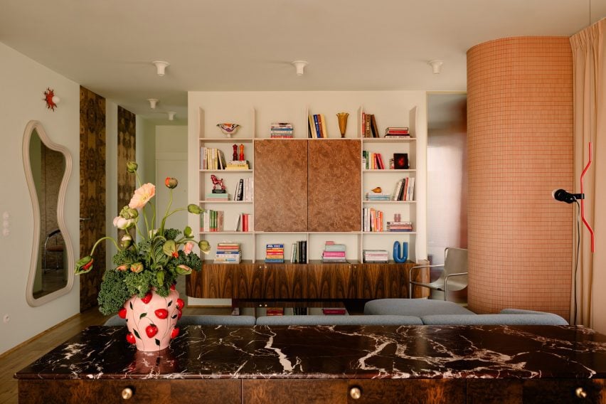 Living space with eclectic interior design details