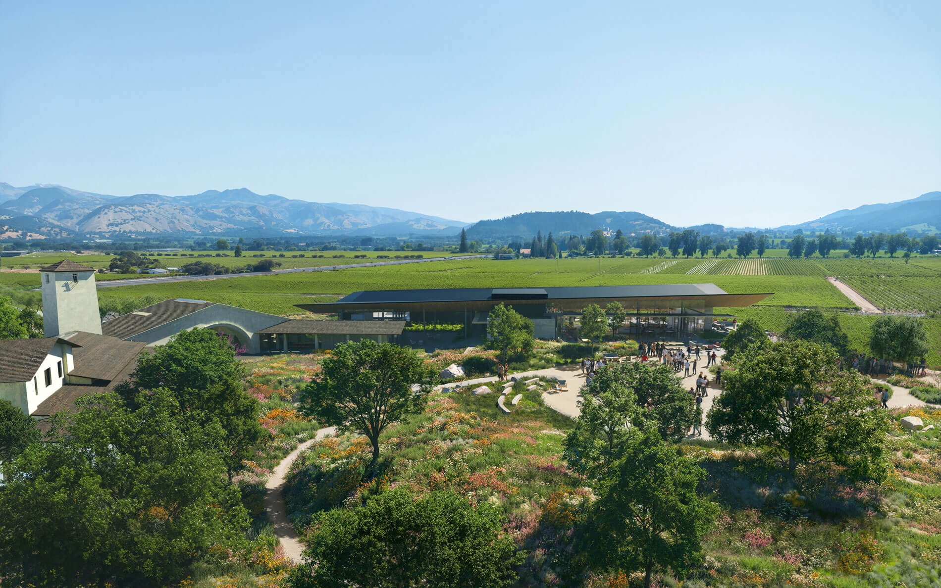 aerial view of addition to Mondavi campus