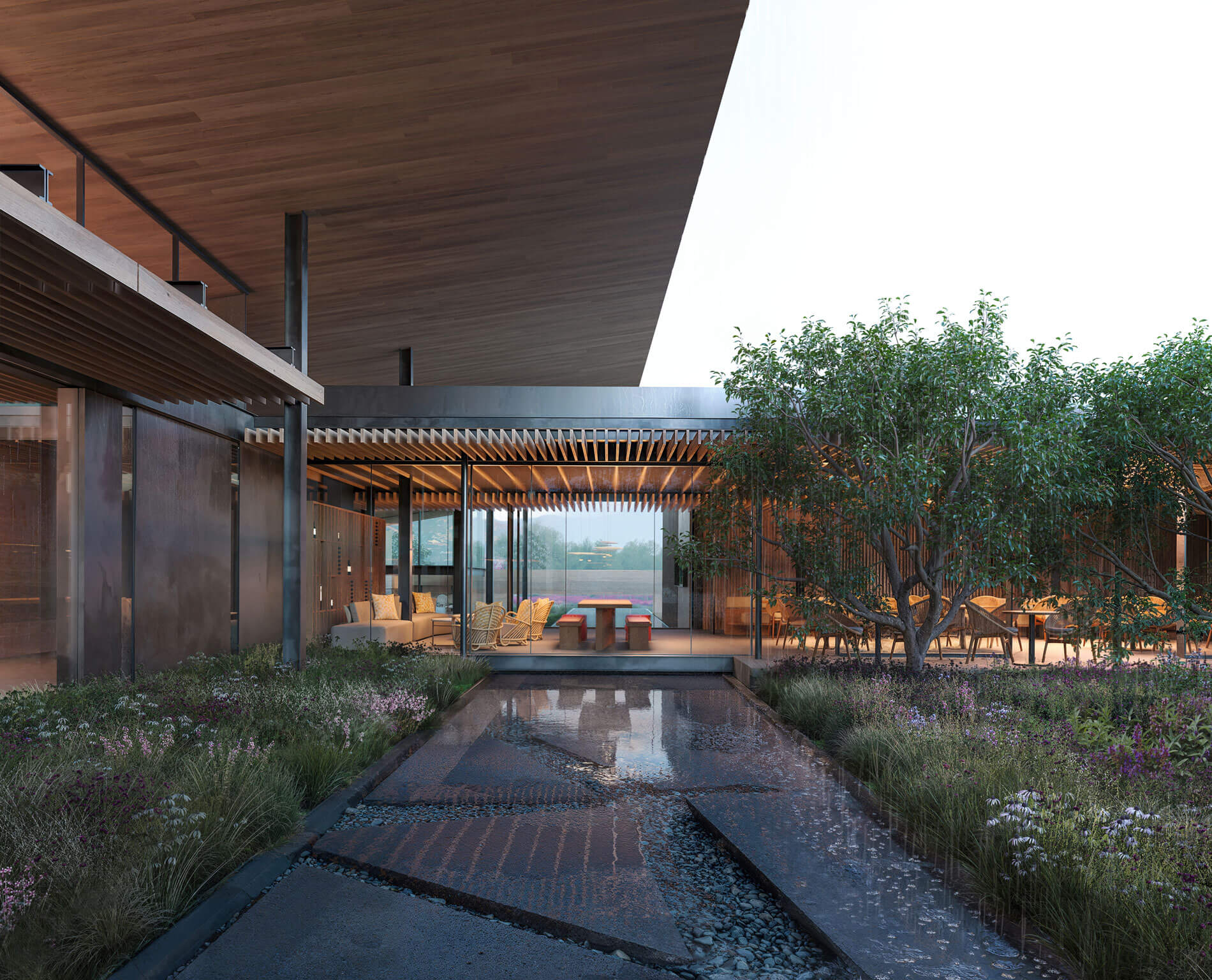 view of new terrace at mondavi campus