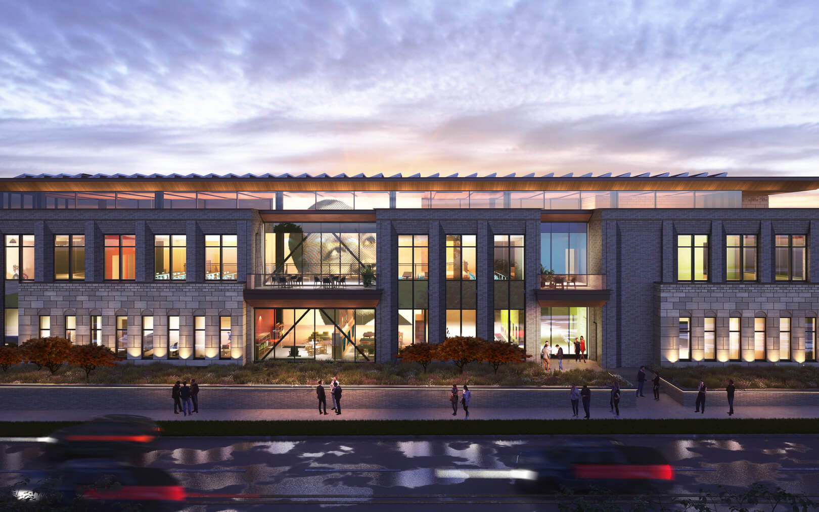 MLK Center, Stone and glass facade, Dr. King community center, rendering of facade