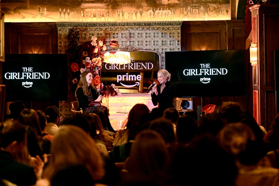 new york, new york september 16: alexandra whittaker and robin wright speak onstage during cocktails and conversation with robin wright: prime videos the girlfriend x cosmopolitan at maxwell social on september 16, 2025 in new york city. (photo by valerie terranova/getty images for prime video)