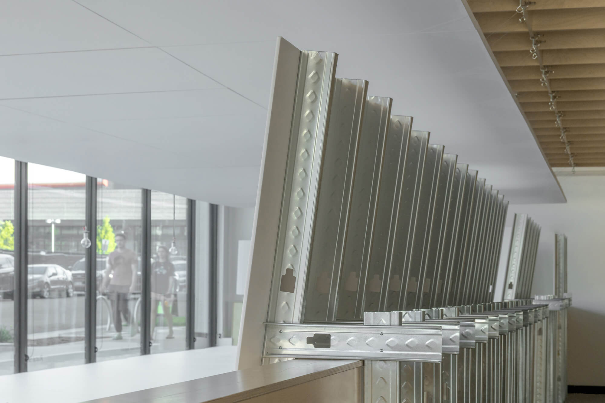 View from the newly defined “back-of-house” looking out toward pedestrians and a soon-to-open public park.