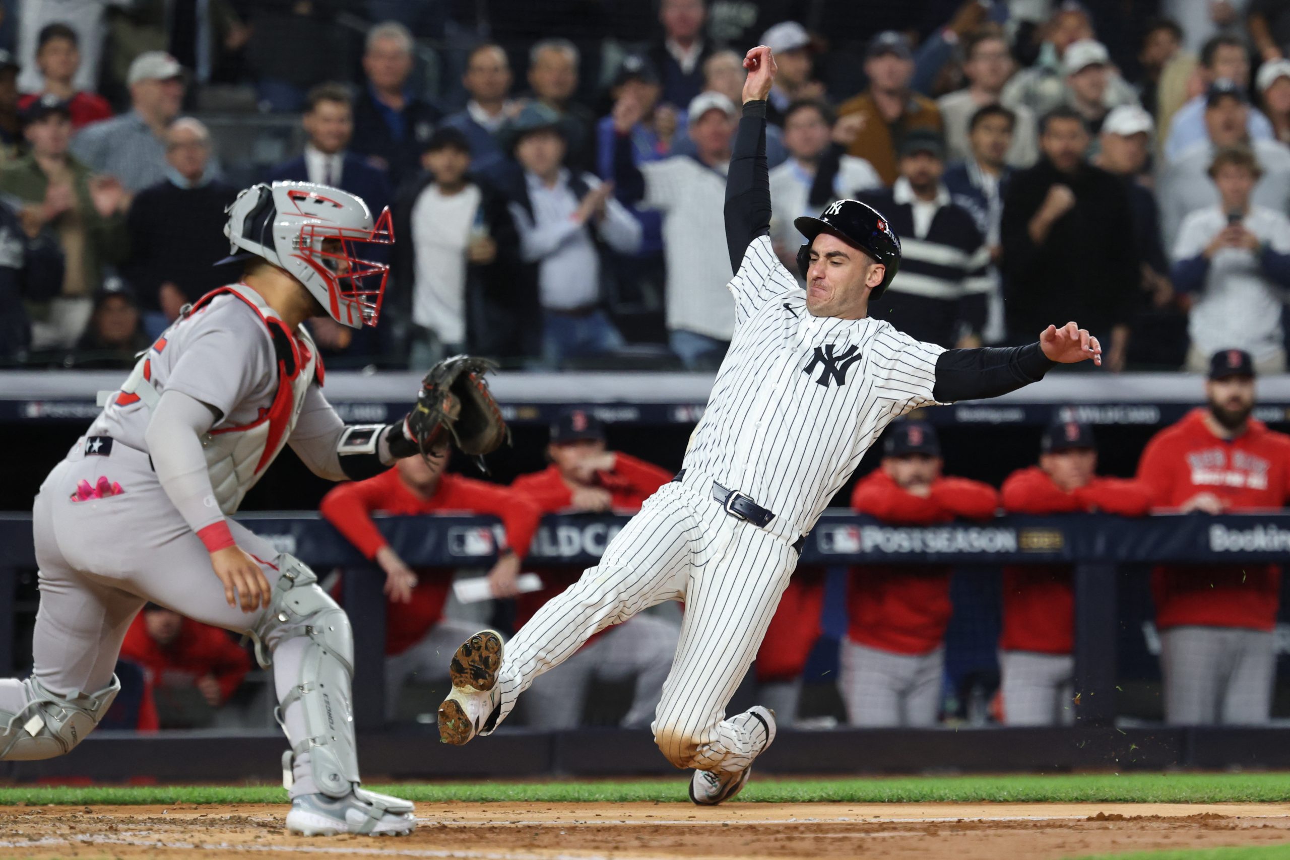 Cody Bellinger scores opening run Game 3 AL Wild Card Series Yankees Red Sox