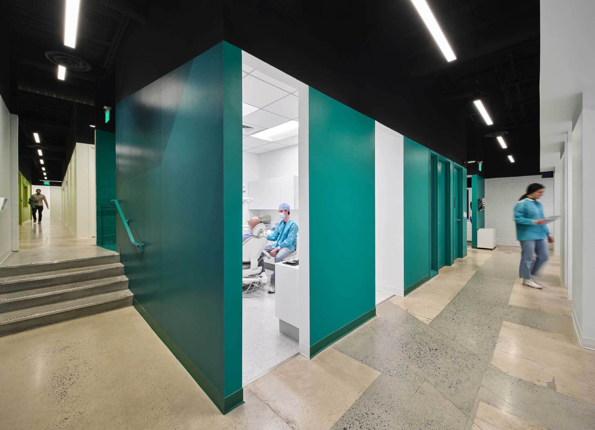 Interior medical areas of the healthcare facility.