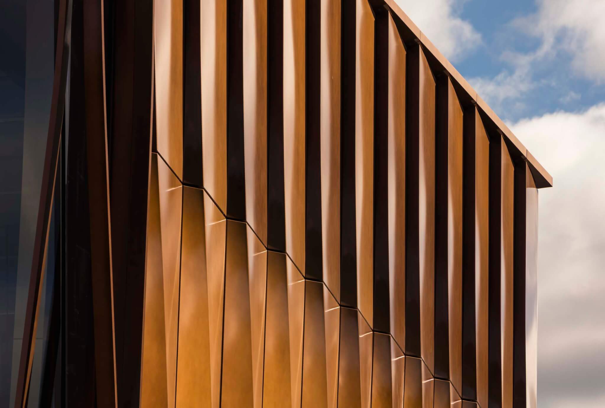 close-up of facade of Hopkins Center for the Arts expansion