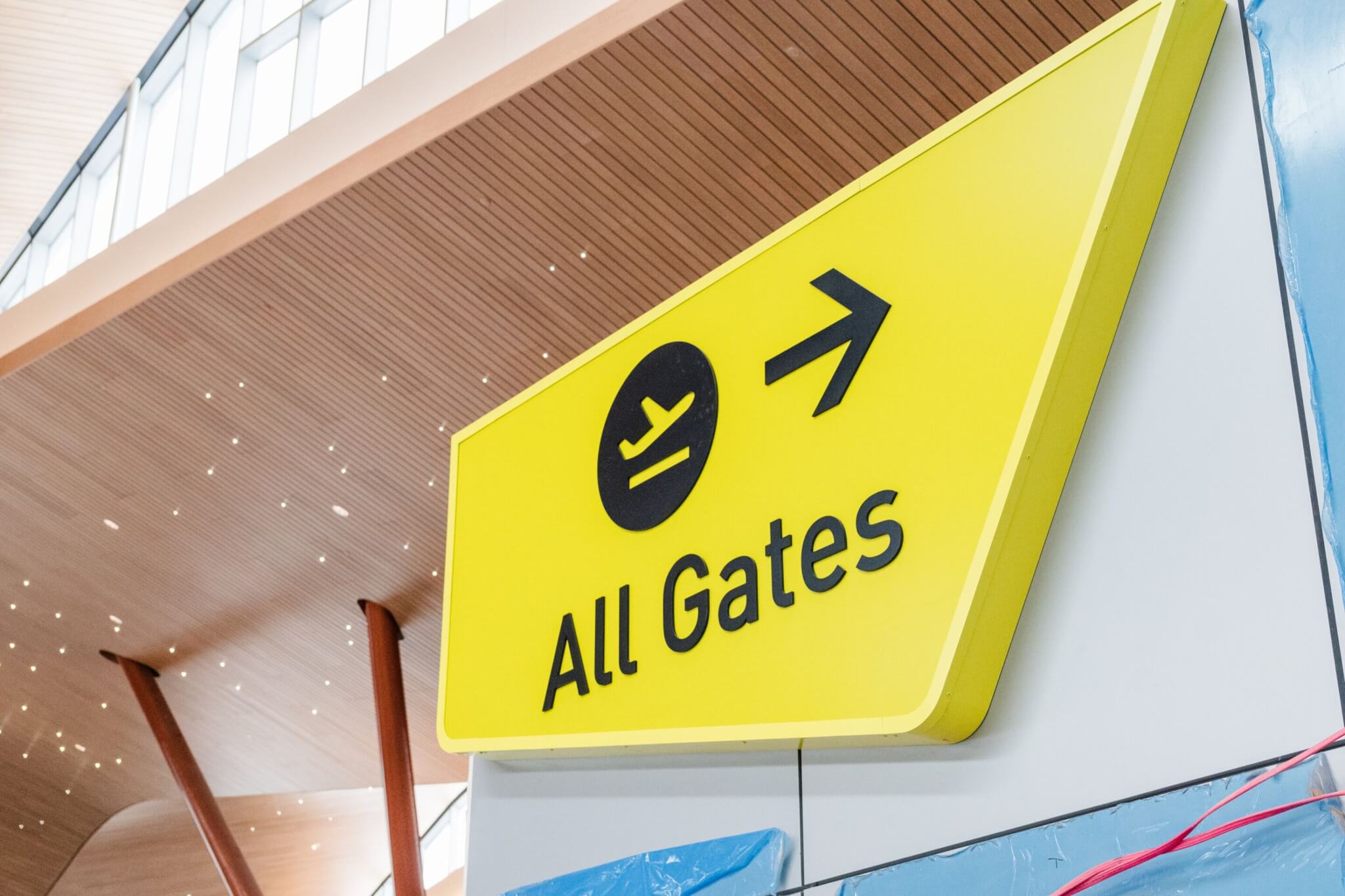 Signage in the new terminal.