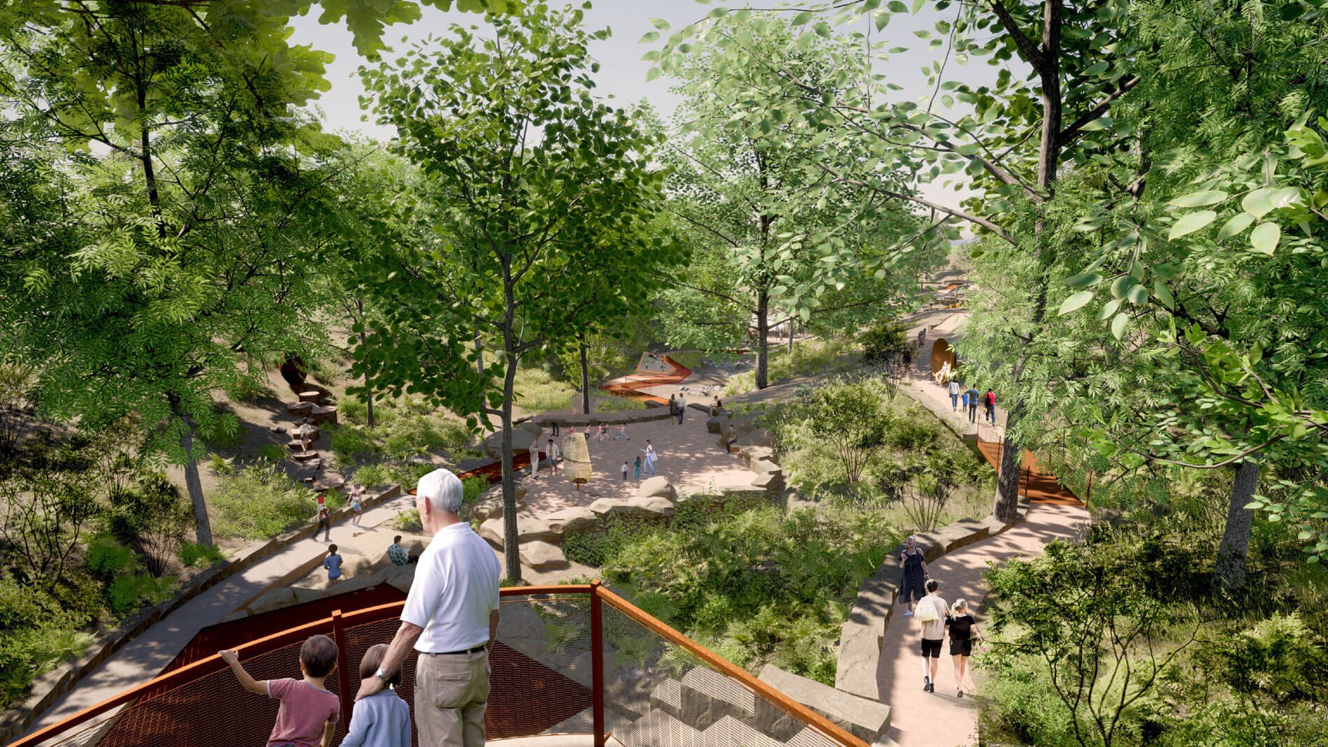 rendering of nature trail at crystal bridges