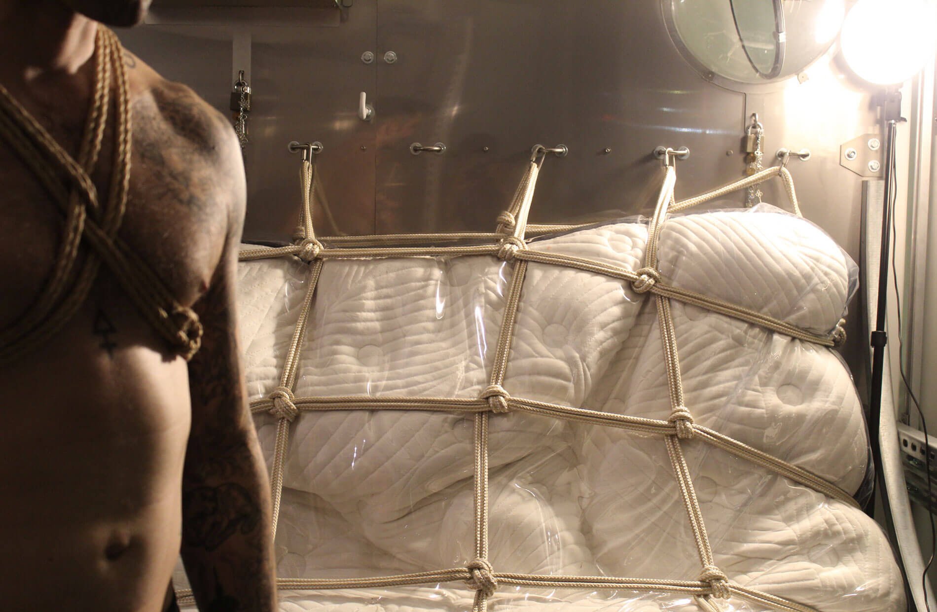 Still from the live art performance by Kemo Burns 