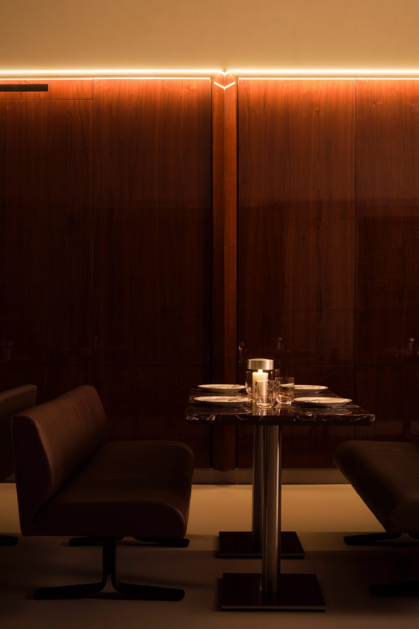 Walnut wood panelled walls Millo Bucharest