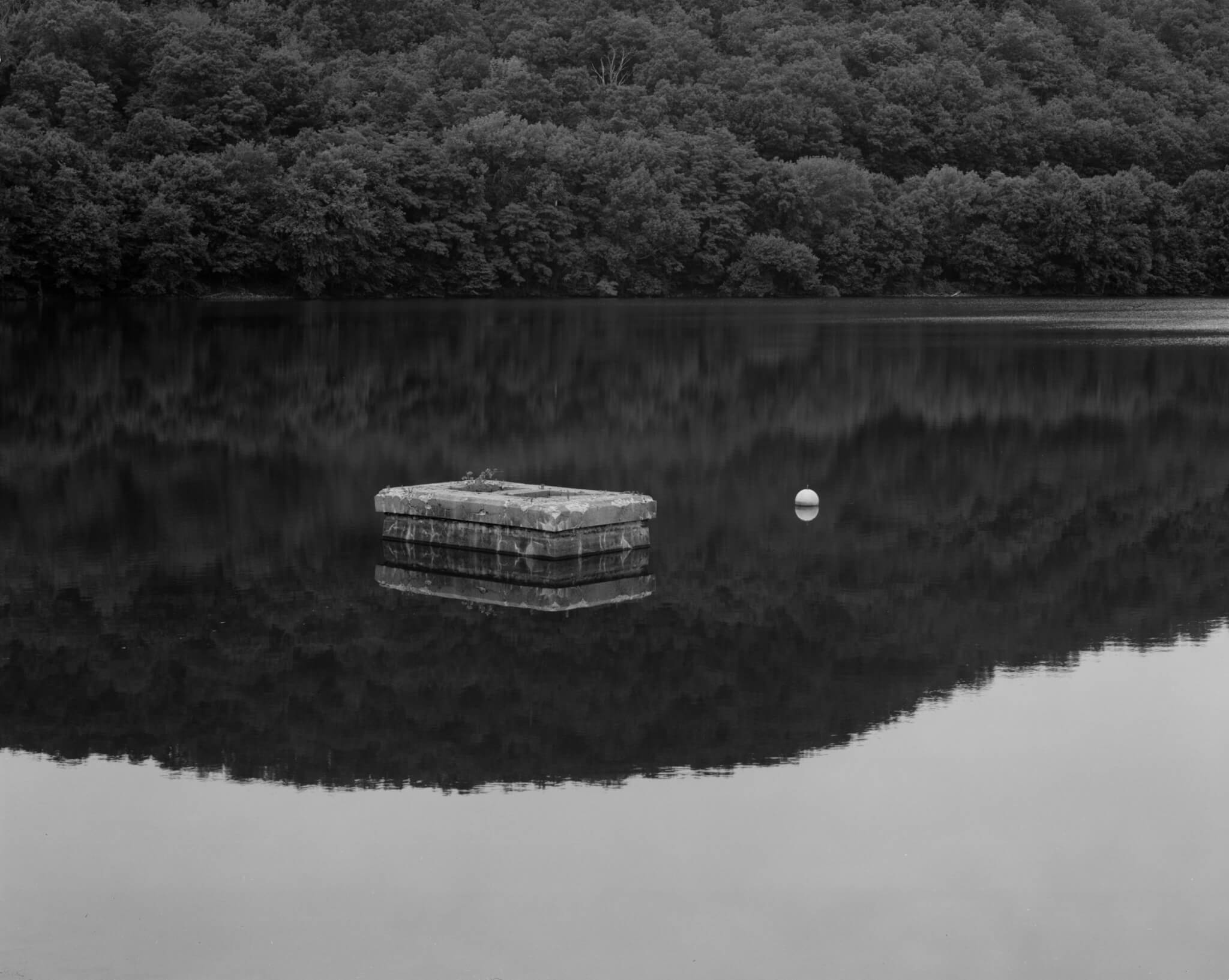 Black and white photo of waterworks