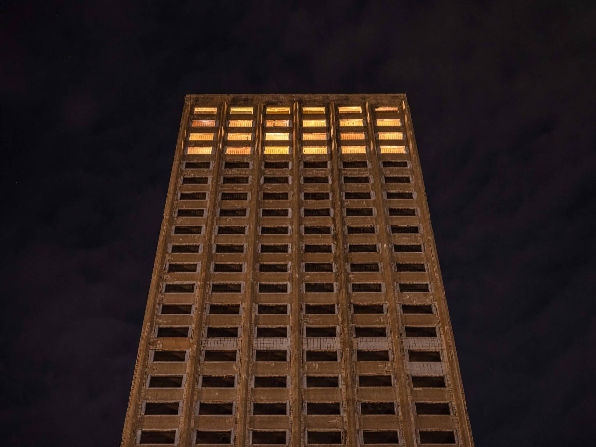 top of Murr Tower in beirut at night 