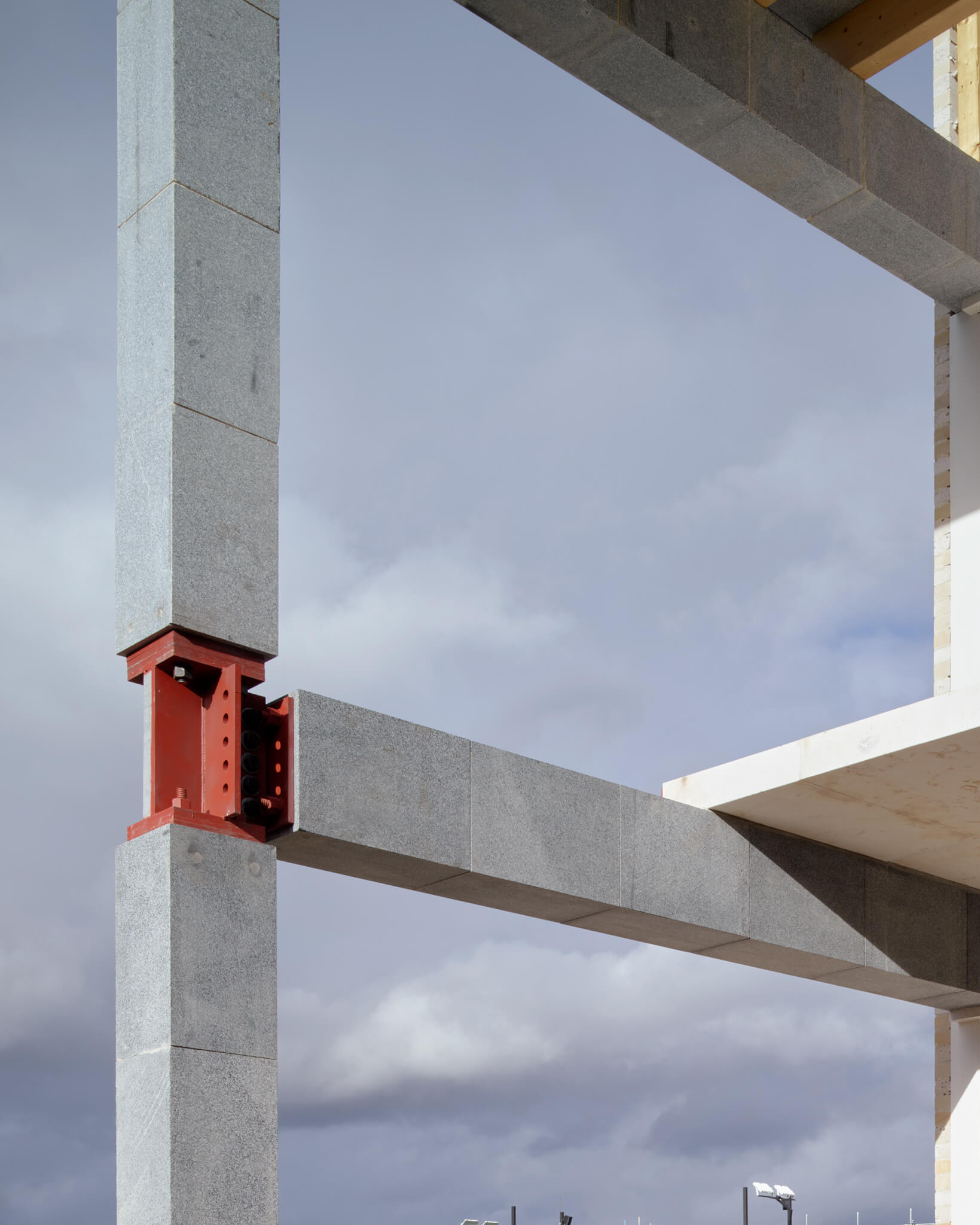 Close up view of bright red joint