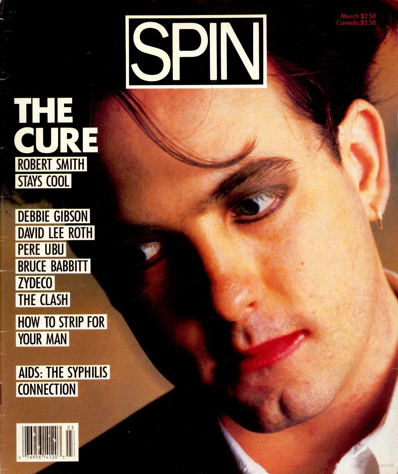 The Cure on the cover of the March 1988 issue of SPIN.
