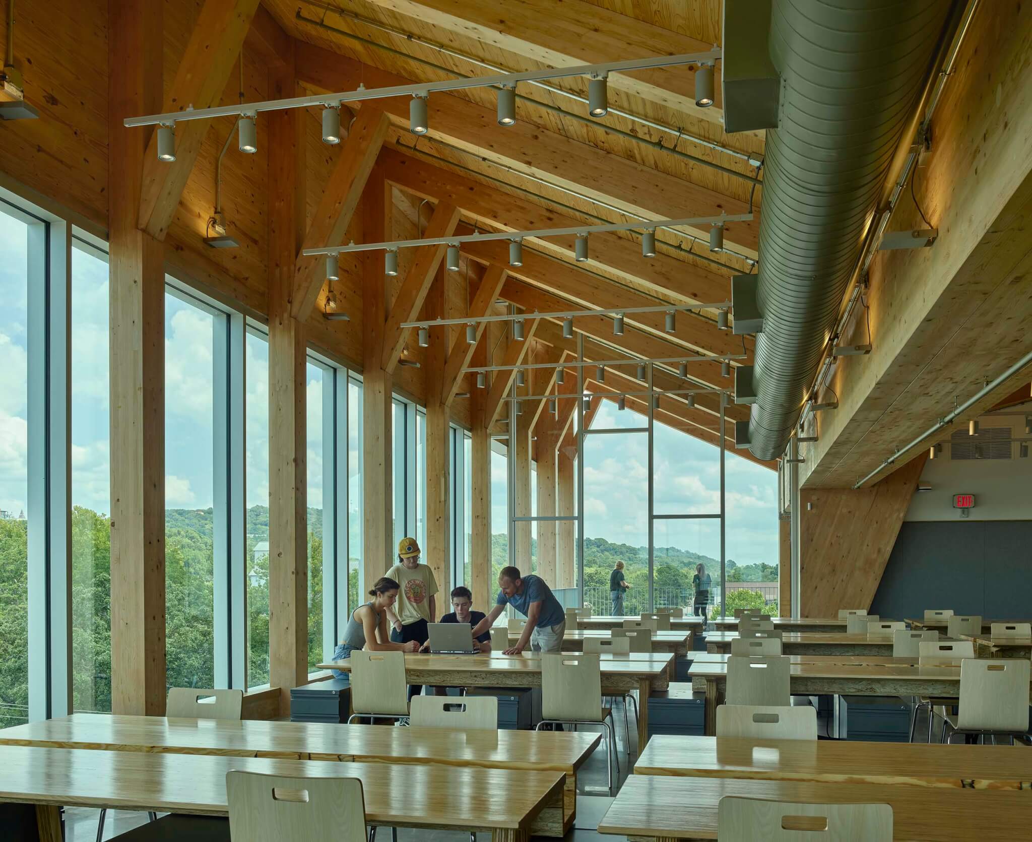 interior showing jagged roof profile