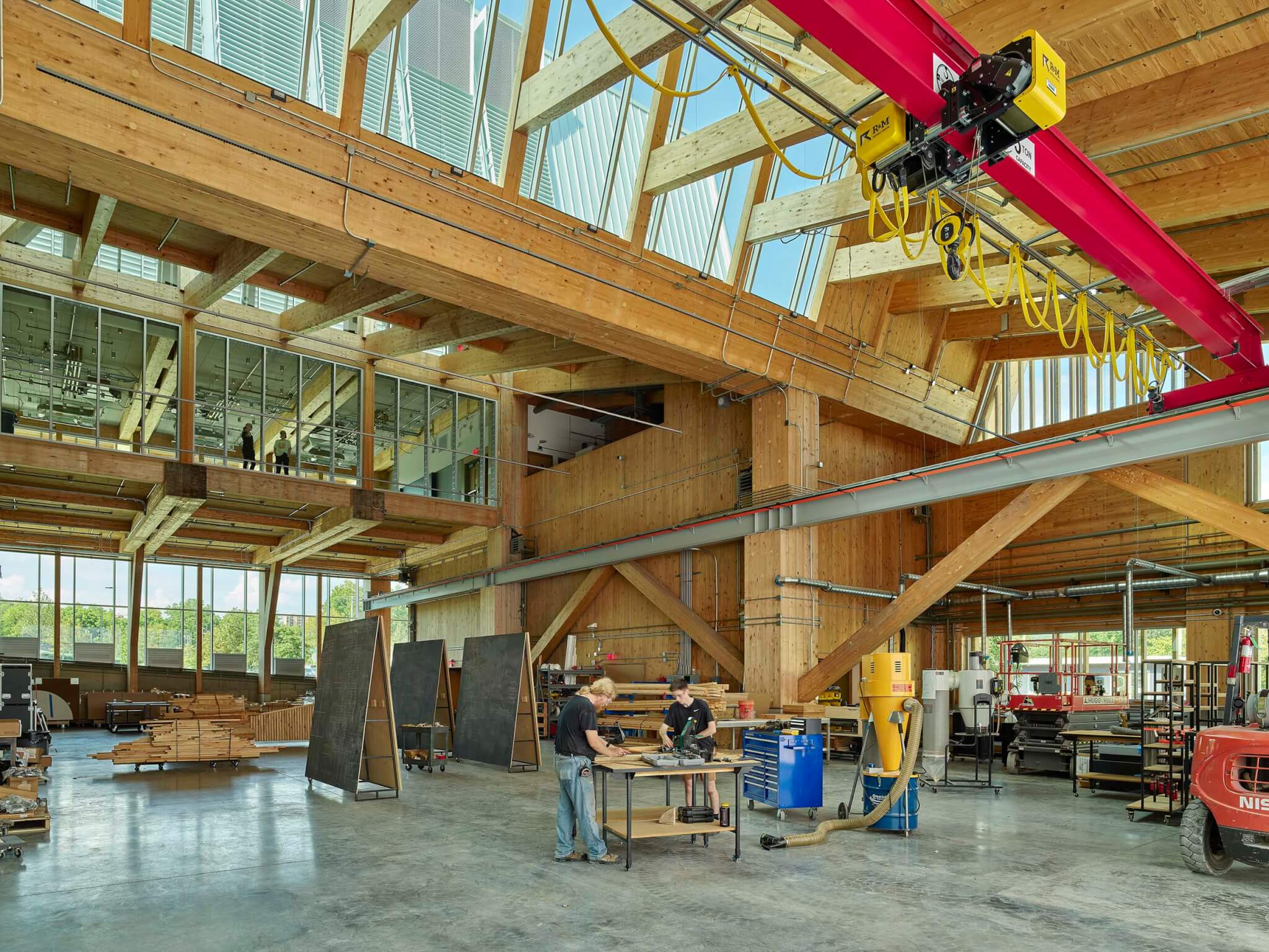 interior of shop with crane on ceiling