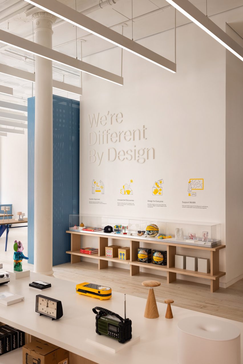 Displays for products comprising wooden bases and white tops