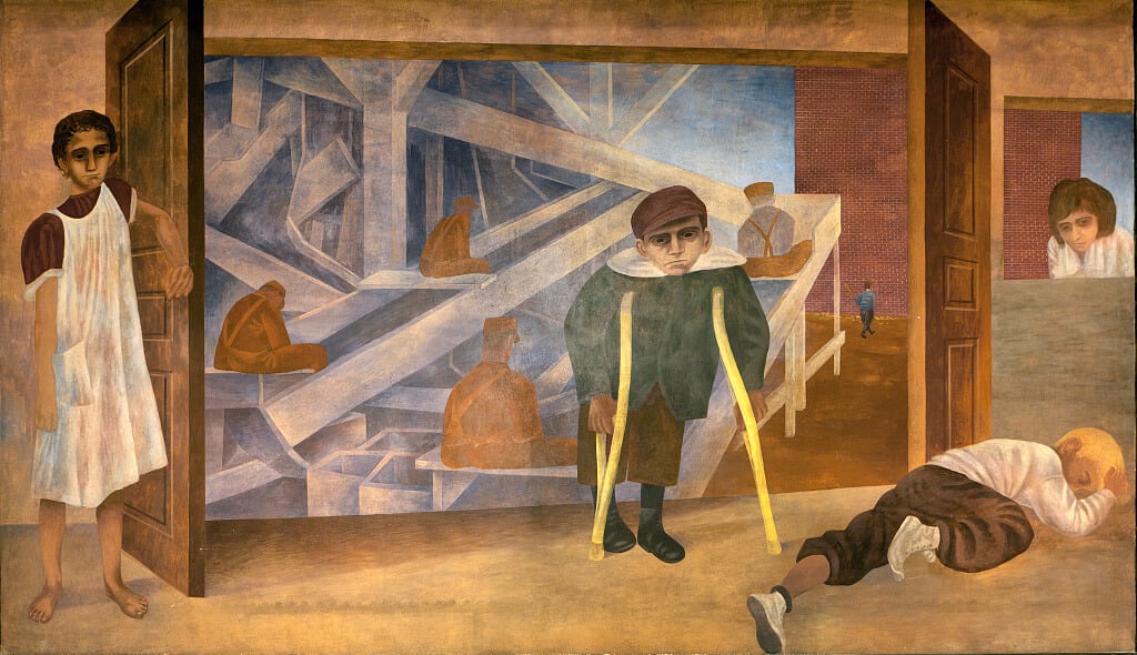 A mural by Ben Shahn located in the Wilbur J. Cohen Federal Building 