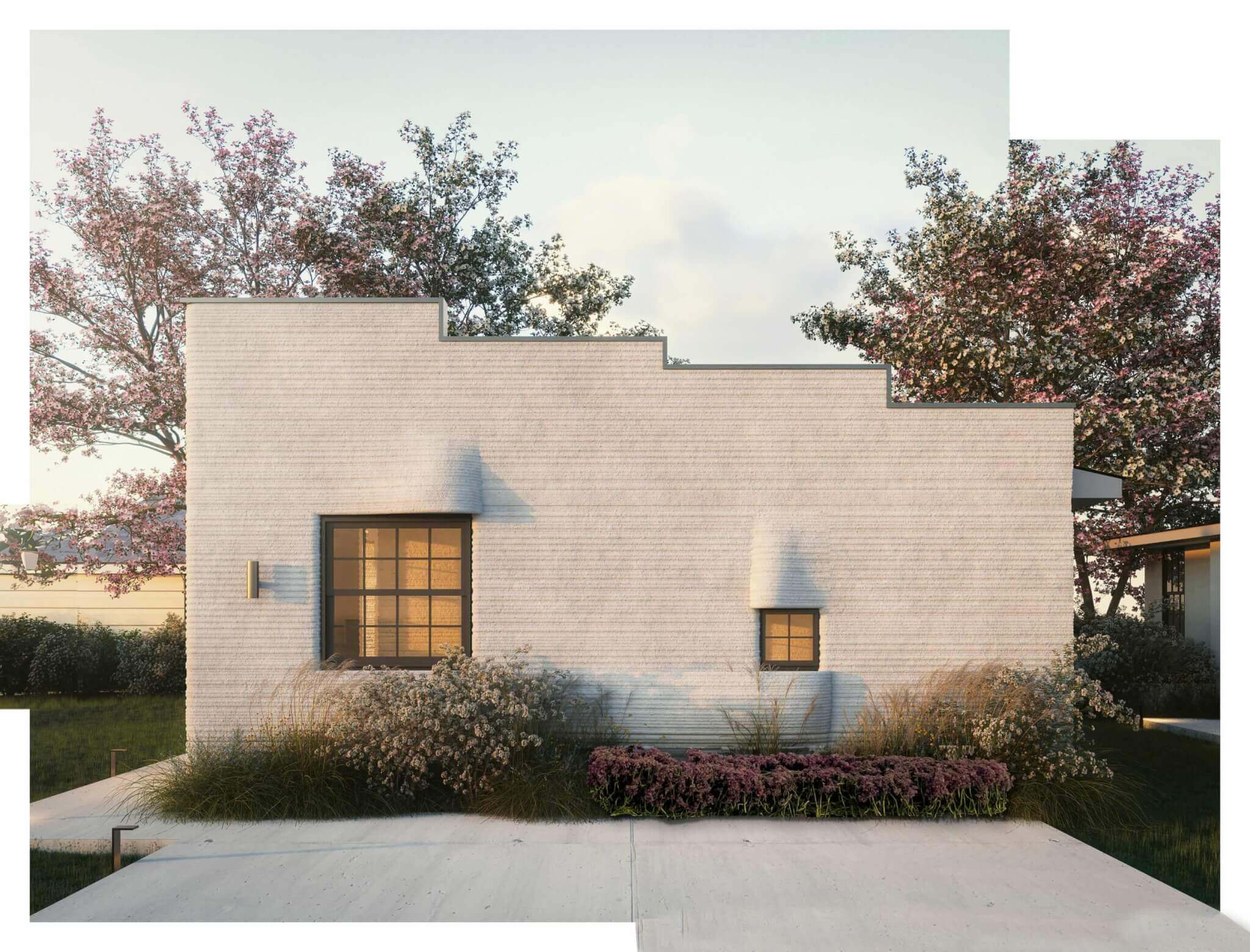 rendering of 3d-printed house